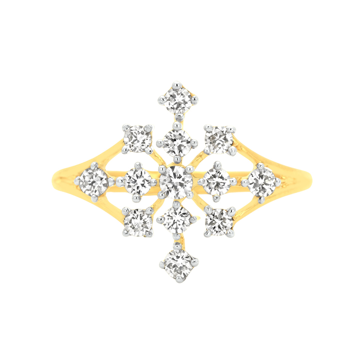 18k Yellow Gold and Diamond Fancy Ring in size 5.5 and total gold weight of 1.91g