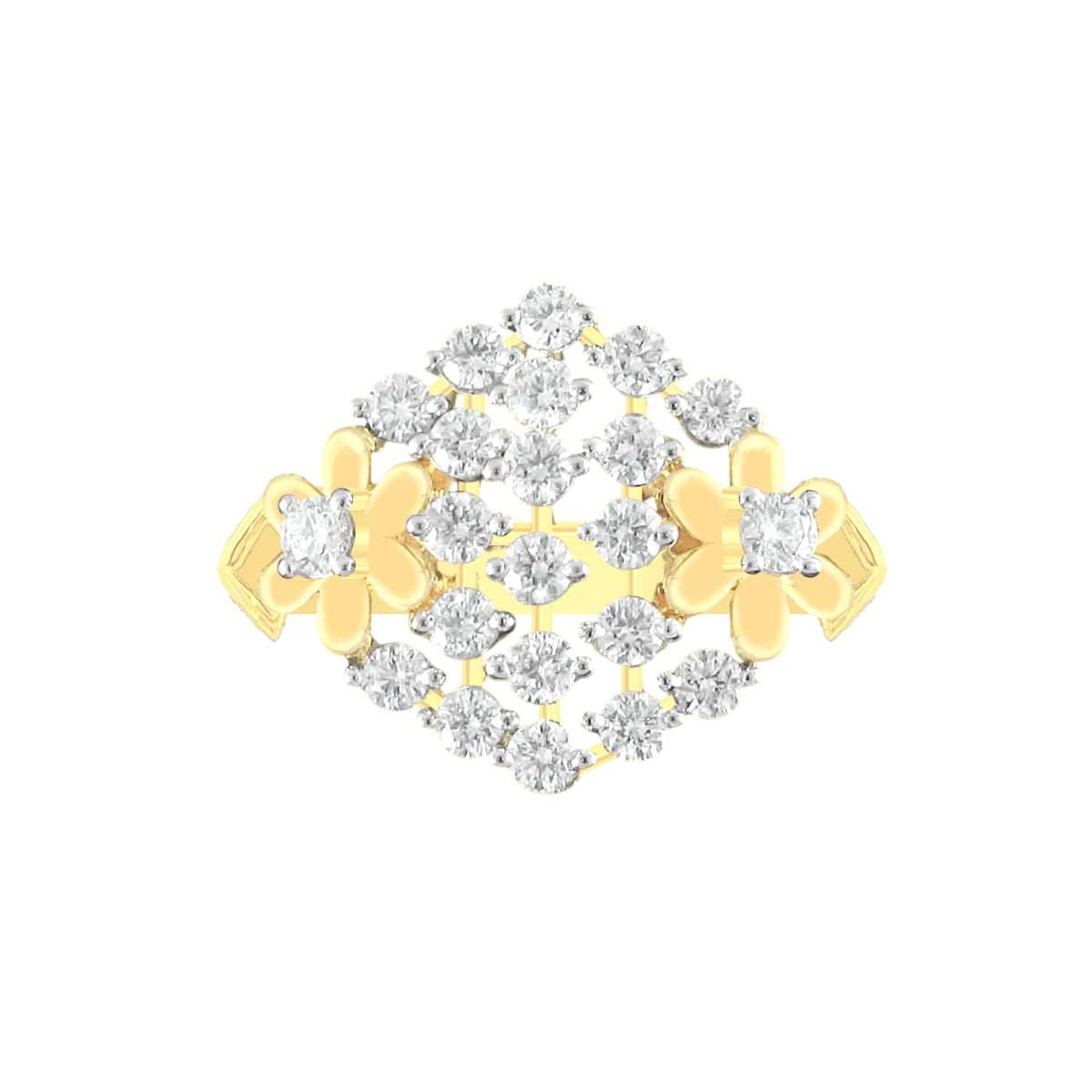 18k Yellow Gold and Diamond Fancy Ring in size 5.5 and total gold weight of 3.1g