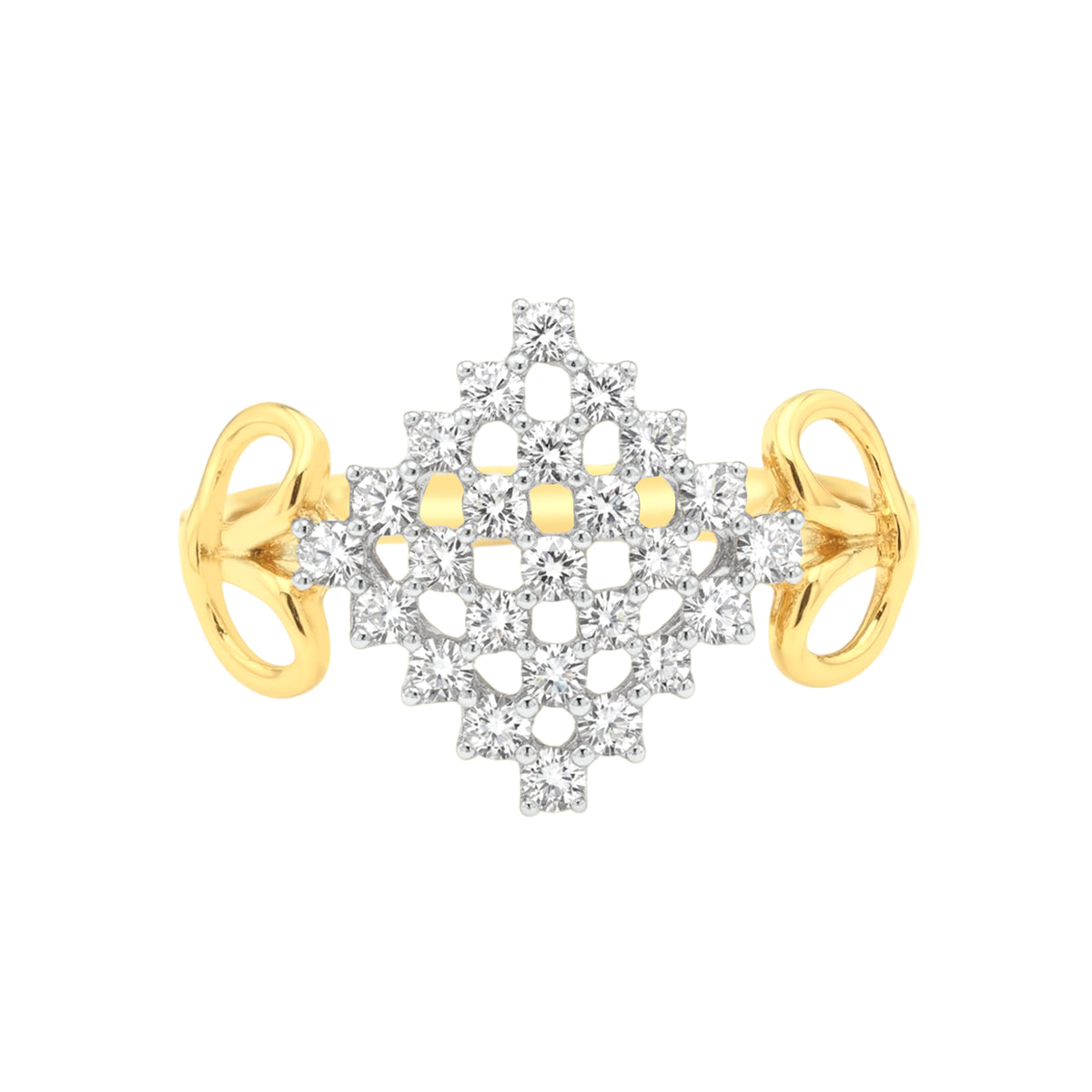 18k Yellow Gold and Diamond Pyramid Fancy Ring in size 5.5 and total gold weight of 3.06g