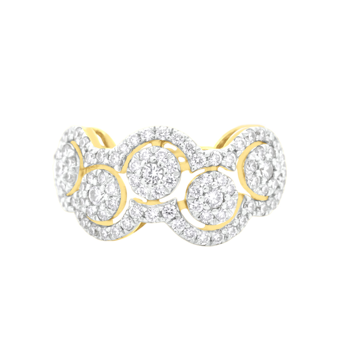 18k Yellow Gold and Diamond Fancy Ring in size 5.5 and total gold weight of 5.94g