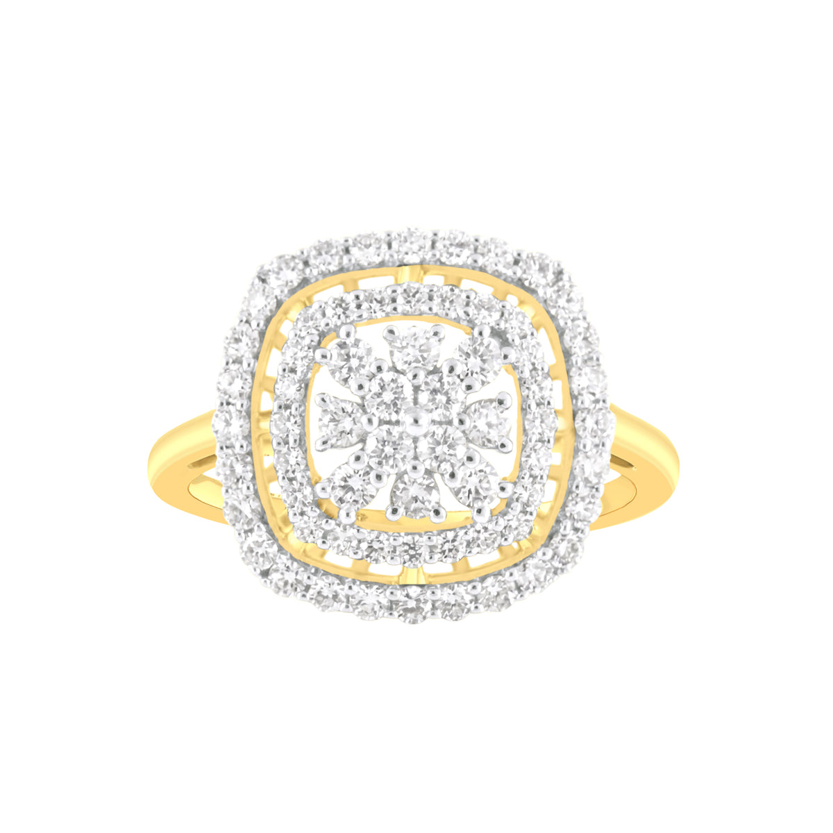 18k Yellow Gold and Diamond Fancy Ring in size 5.5 and total gold weight of 3.45g