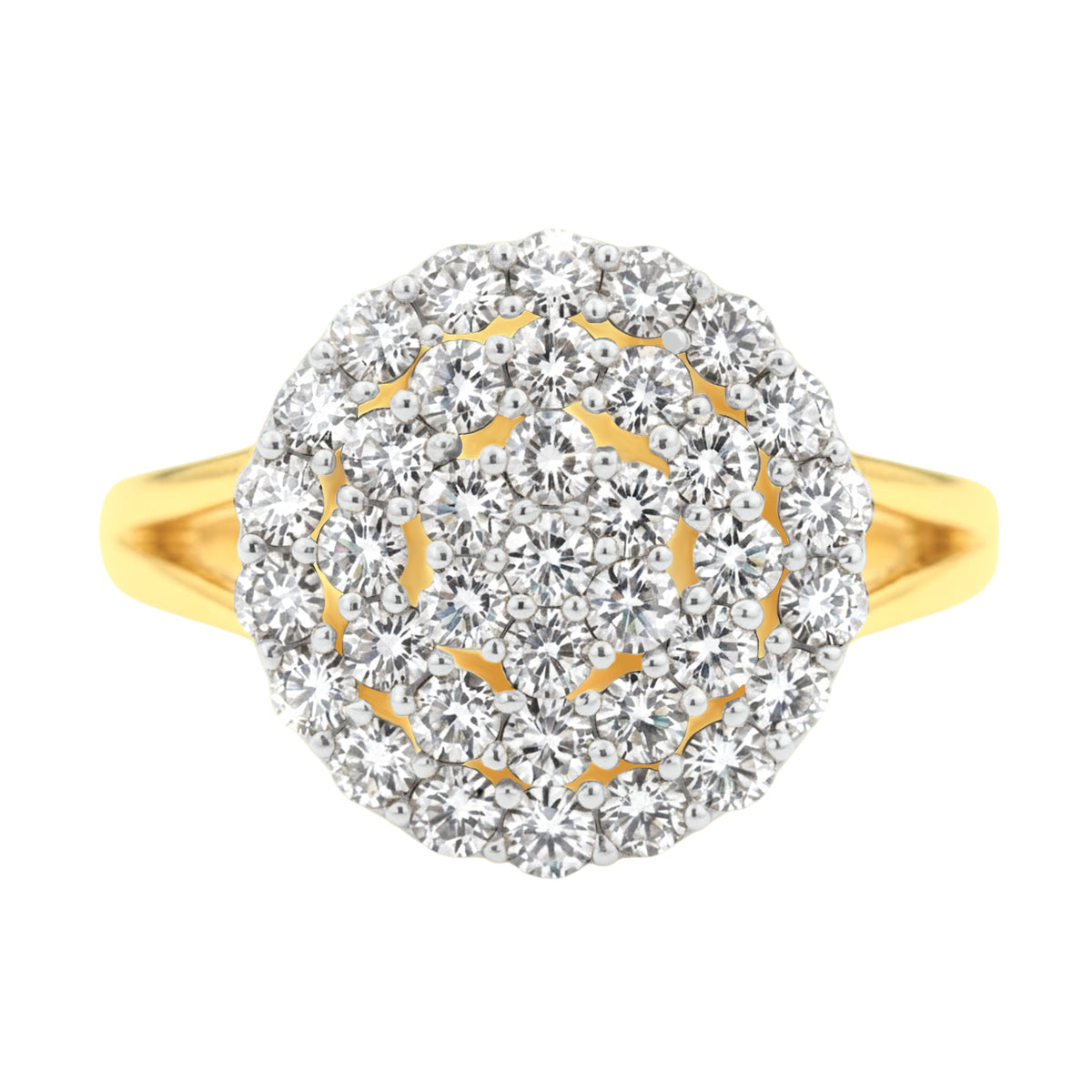 18k Yellow Gold and Diamond Fancy Ring in size 5.5 and total gold weight of 3.62g