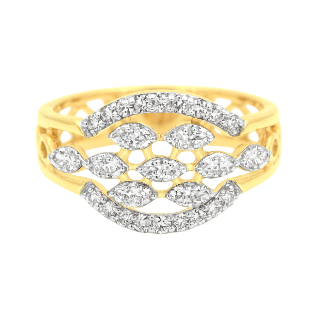 18k Yellow Gold and Diamond Fancy Ring in size 5.5 and total gold weight of 3.66g