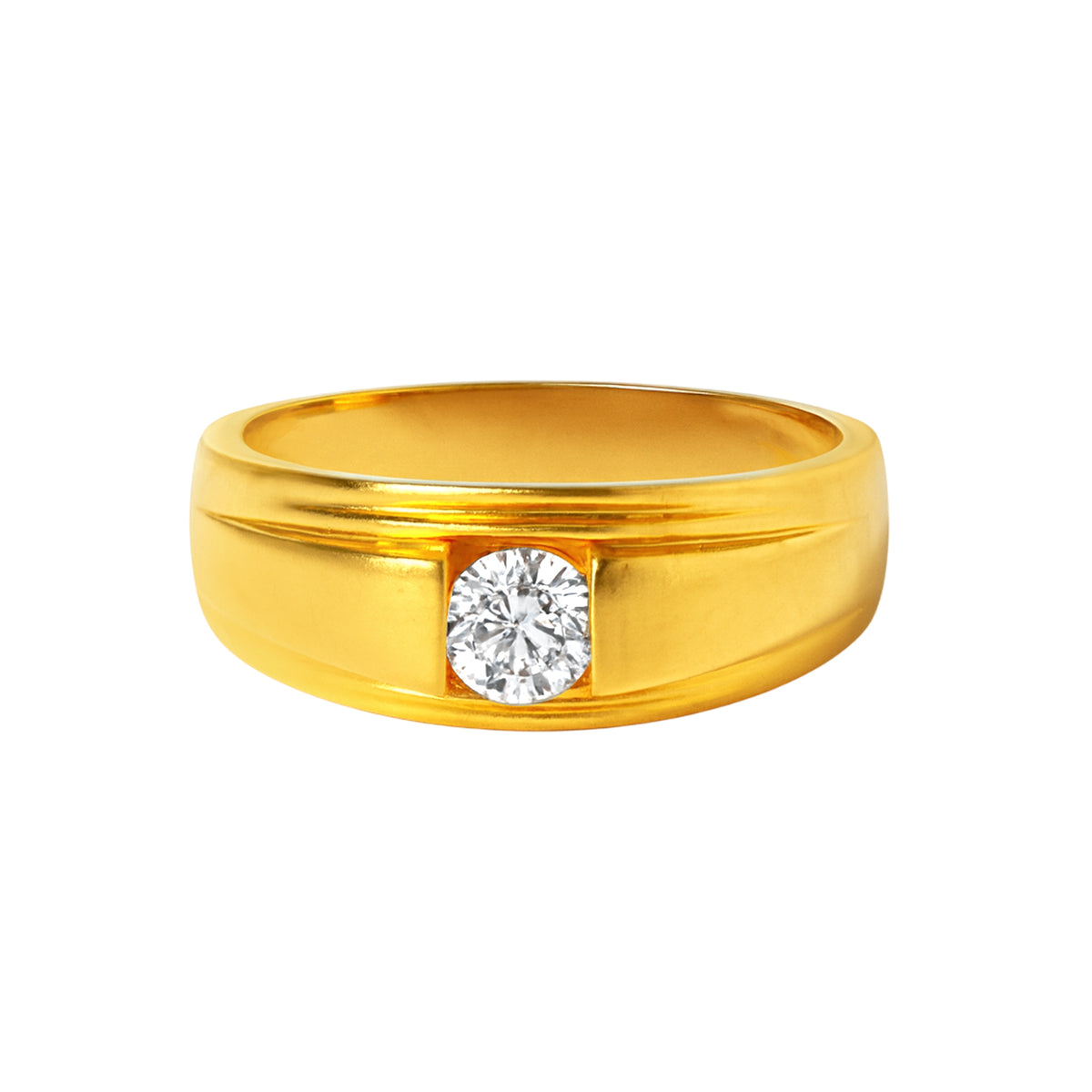 22k Yellow Cubic Zirconia Bands Mens Rings in size 10 and total gold weight of 7g