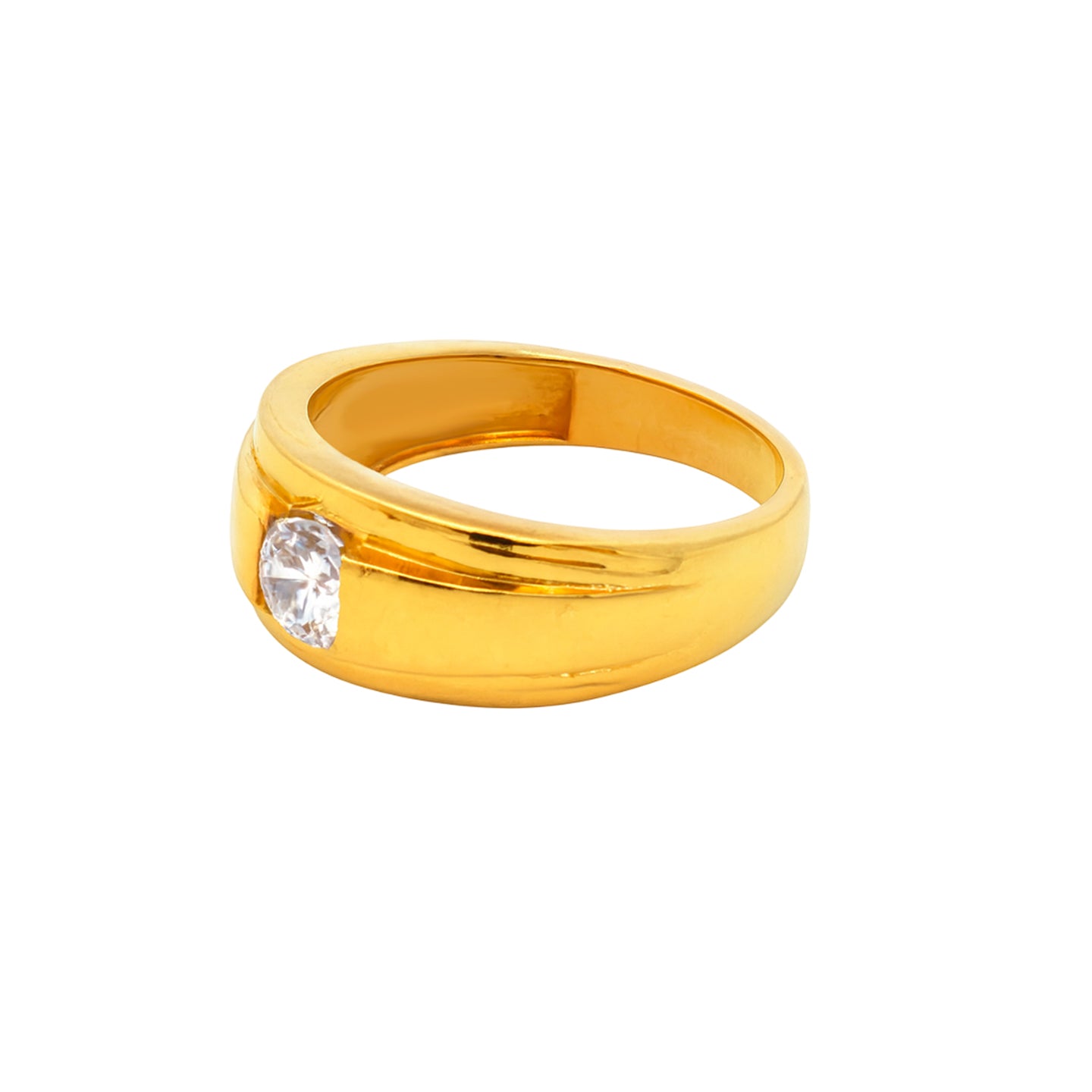 22k Yellow Cubic Zirconia Bands Mens Rings in size 10 and total gold weight of 7g