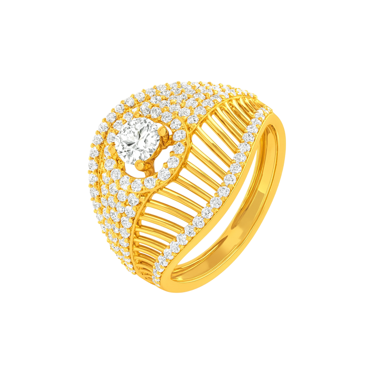 22k Yellow Cubic Zirconia Cocktail Rings in size 7 and total gold weight of 4.86g
