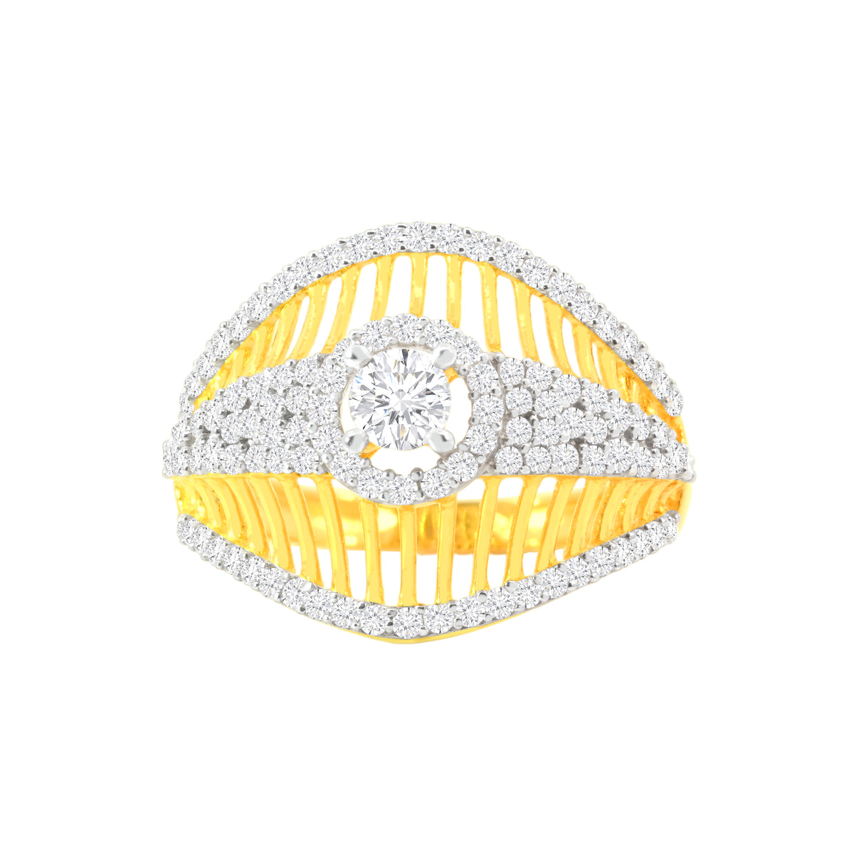 22k Yellow Cubic Zirconia Cocktail Rings in size 7 and total gold weight of 4.86g