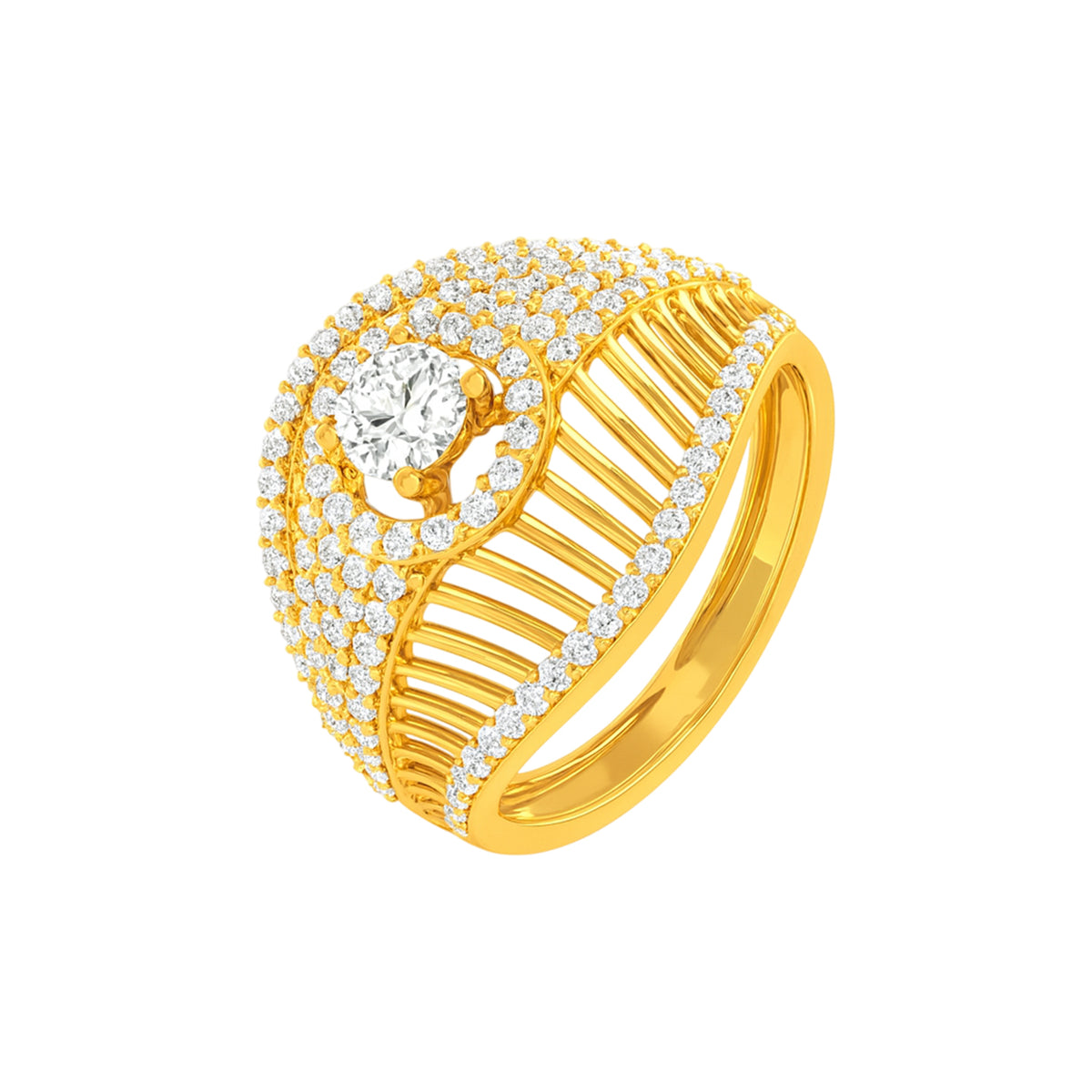 22k Yellow Cubic Zirconia Cocktail Rings in size 7 and total gold weight of 4.86g