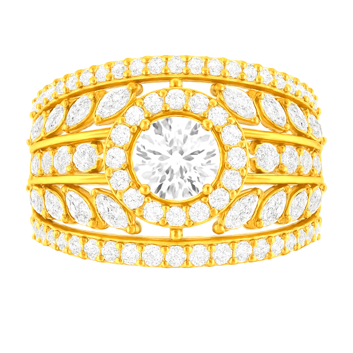 22k Yellow Cubic Zirconia Cocktail Rings in size 7 and total gold weight of 6.16g