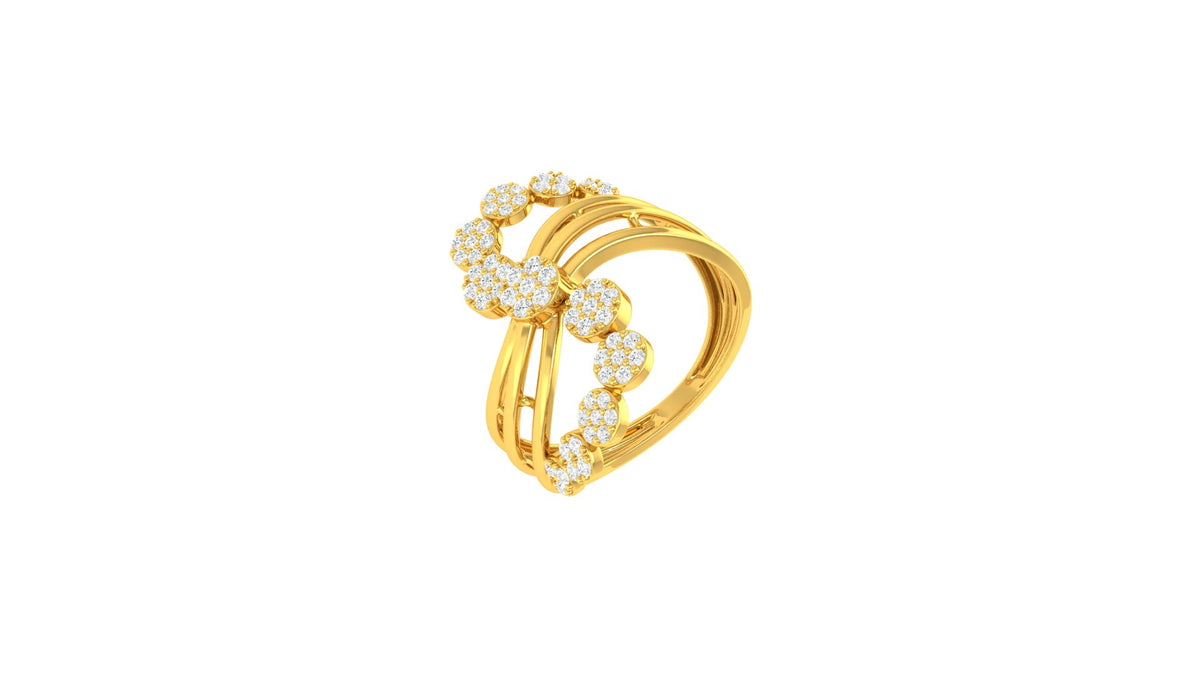 22k Yellow Cubic Zirconia Cocktail Rings in size 7 and total gold weight of 4.44g