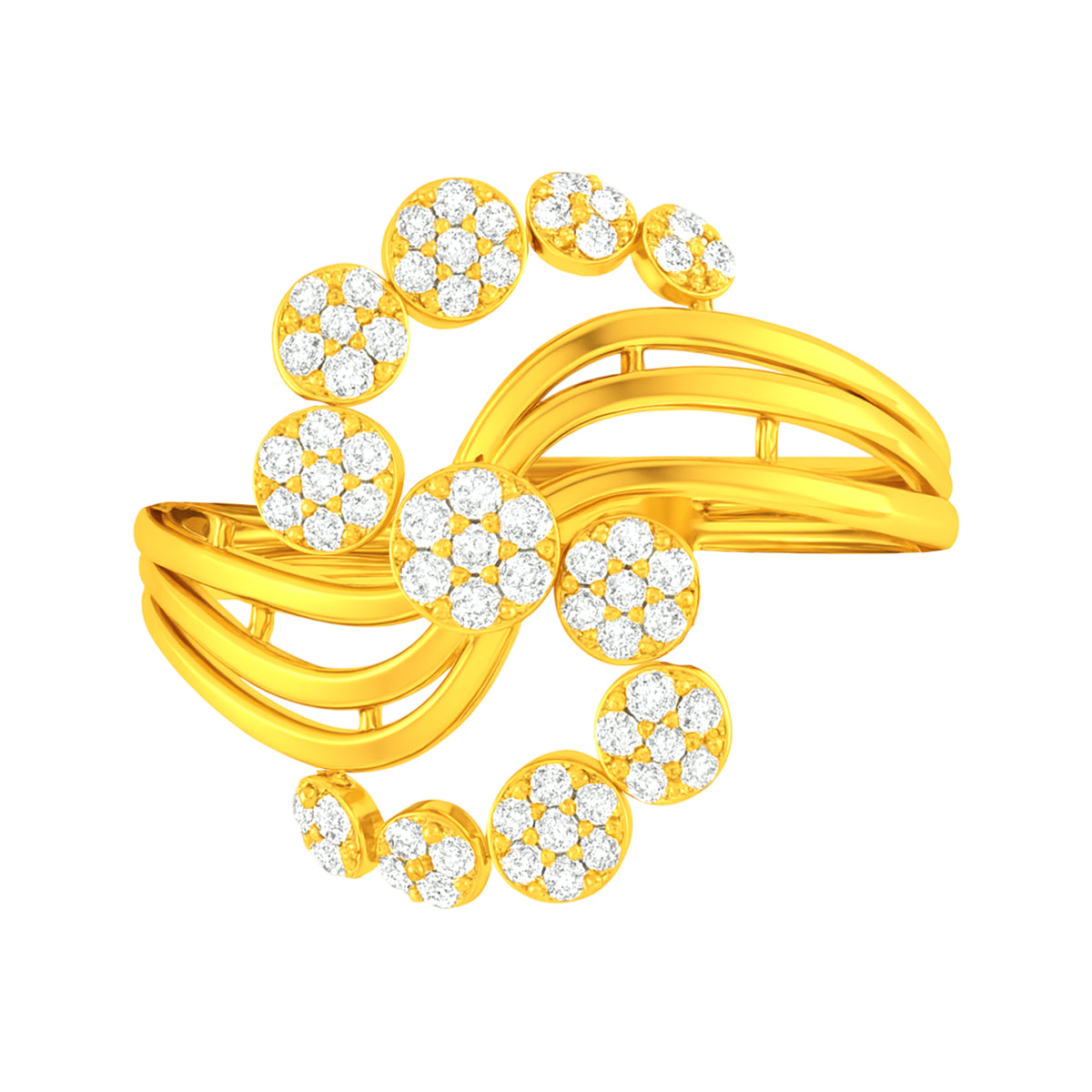 22k Yellow Cubic Zirconia Cocktail Rings in size 7 and total gold weight of 4.44g