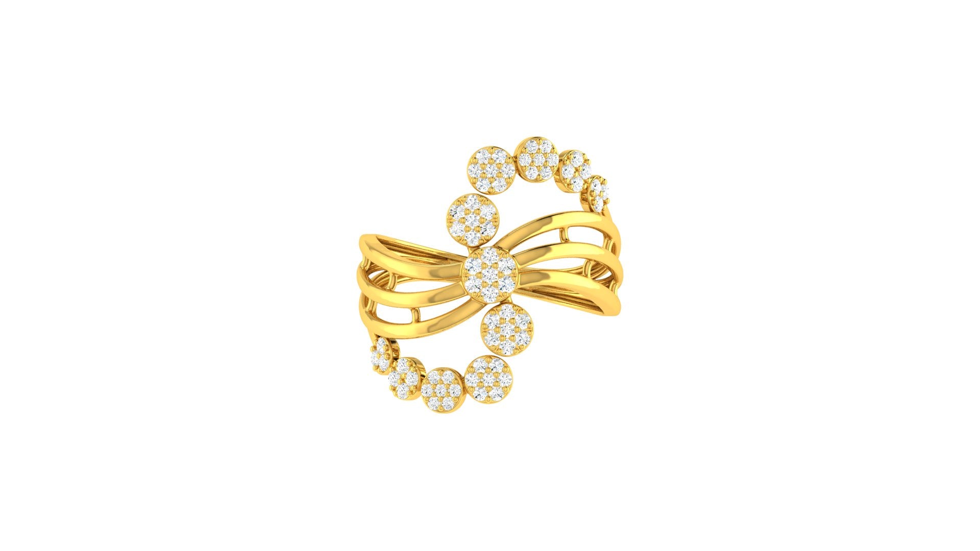 22k Yellow Cubic Zirconia Cocktail Rings in size 7 and total gold weight of 4.44g