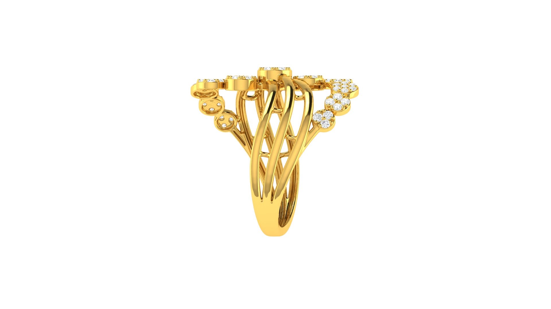 22k Yellow Cubic Zirconia Cocktail Rings in size 7 and total gold weight of 4.44g