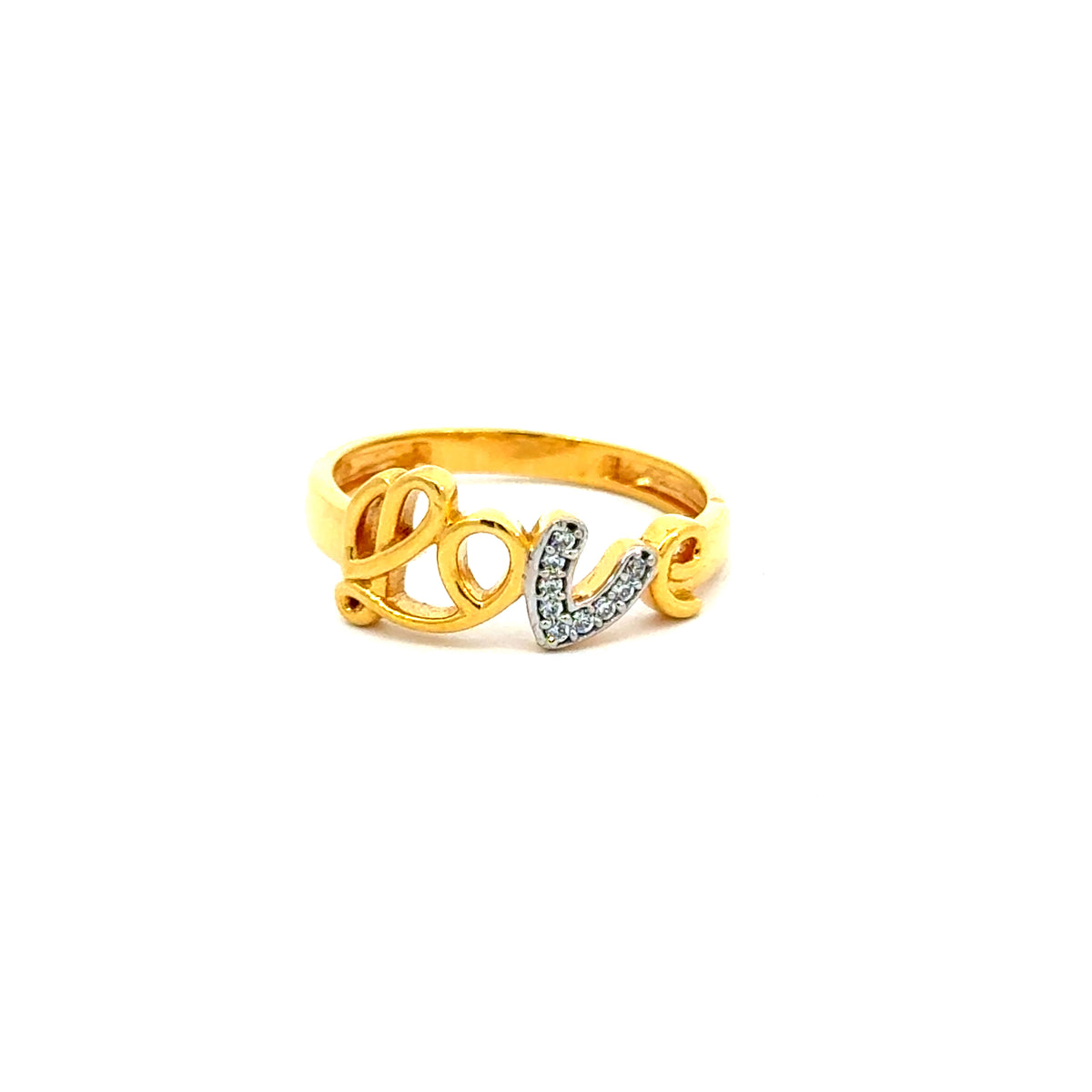 22k Yellow Cubic Zirconia Cocktail Fancy Love  Rings in size 7.5 and total gold weight of 3.68g