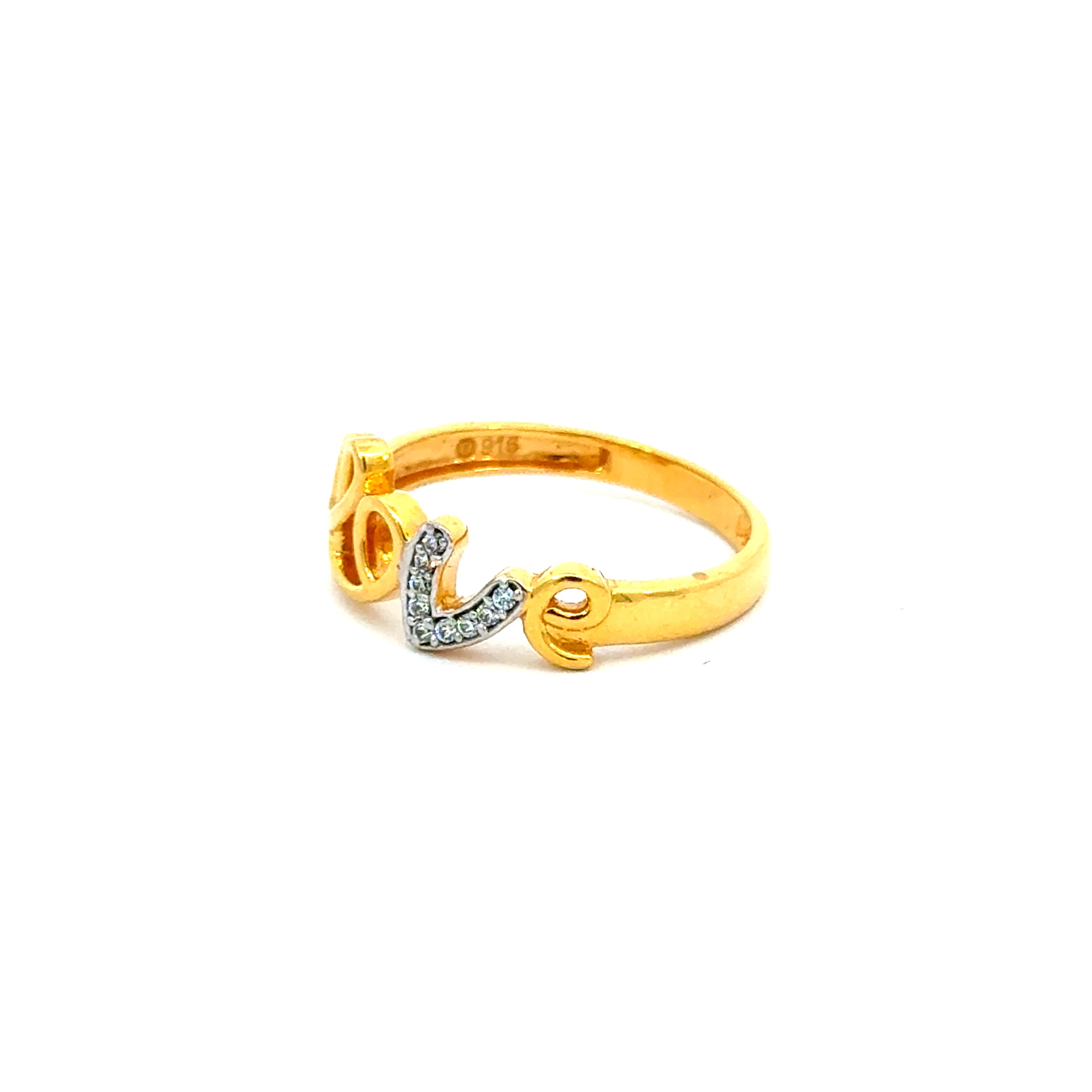 22k Yellow Cubic Zirconia Cocktail Fancy Love  Rings in size 7.5 and total gold weight of 3.68g