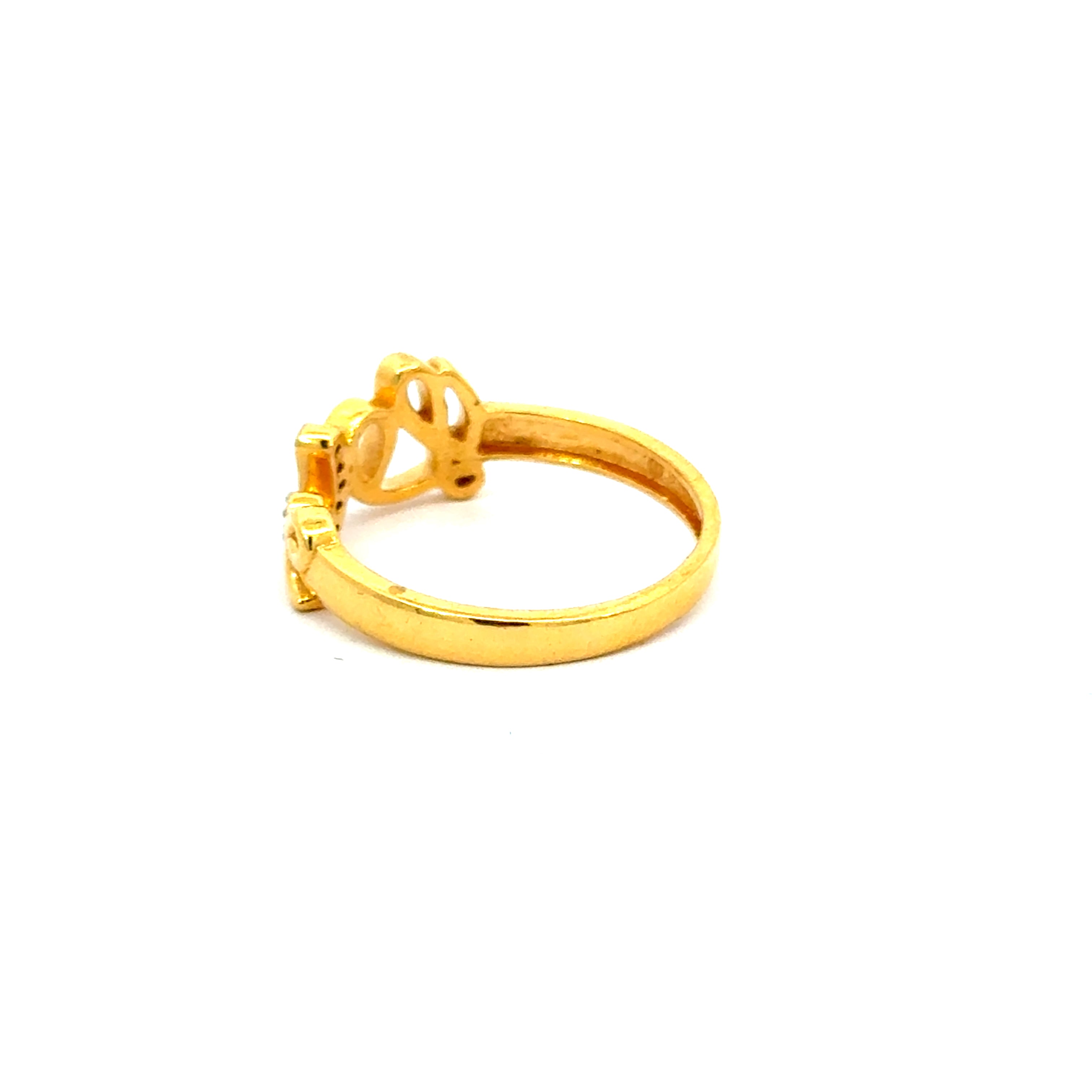 22k Yellow Cubic Zirconia Cocktail Fancy Love  Rings in size 7.5 and total gold weight of 3.68g