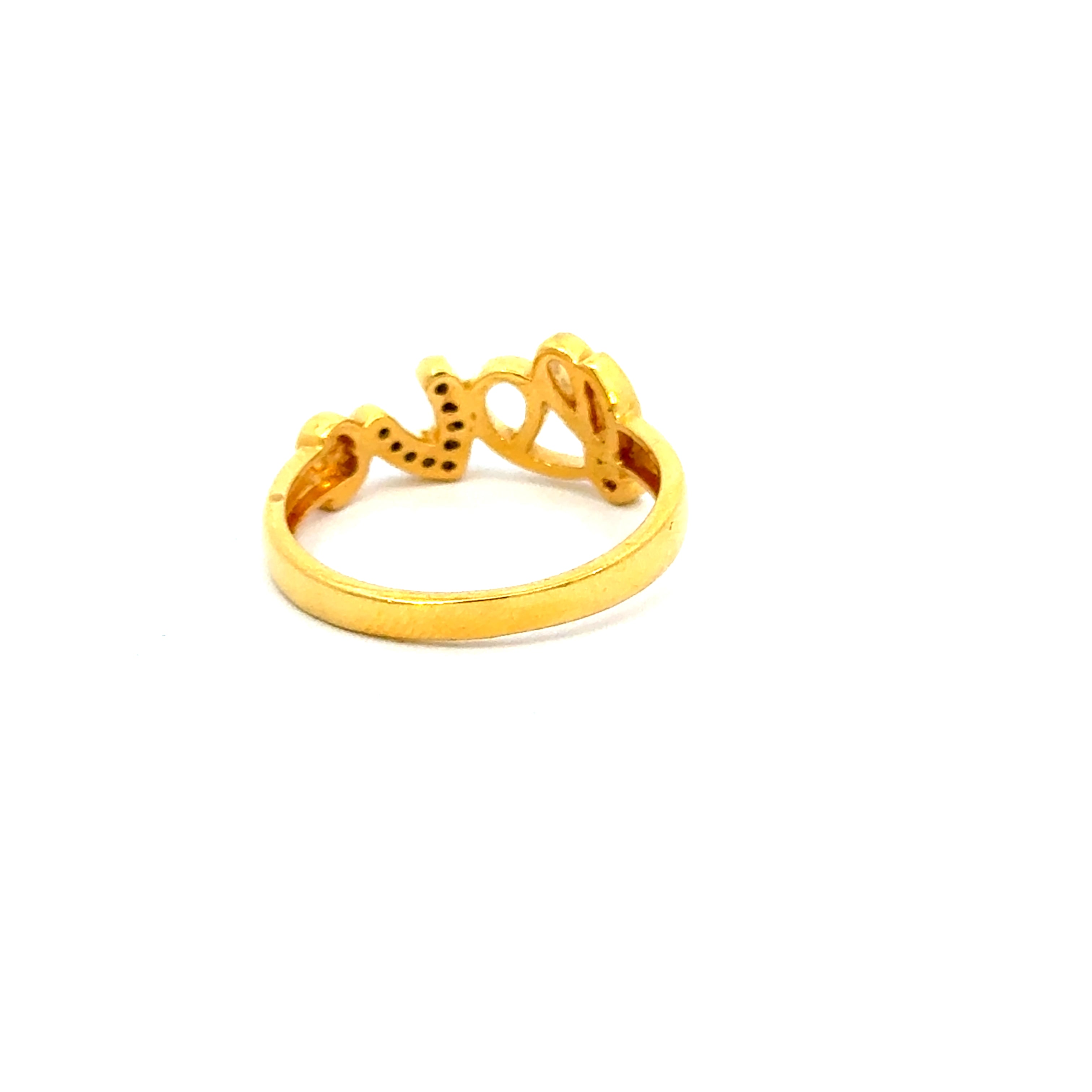 22k Yellow Cubic Zirconia Cocktail Fancy Love  Rings in size 7.5 and total gold weight of 3.68g