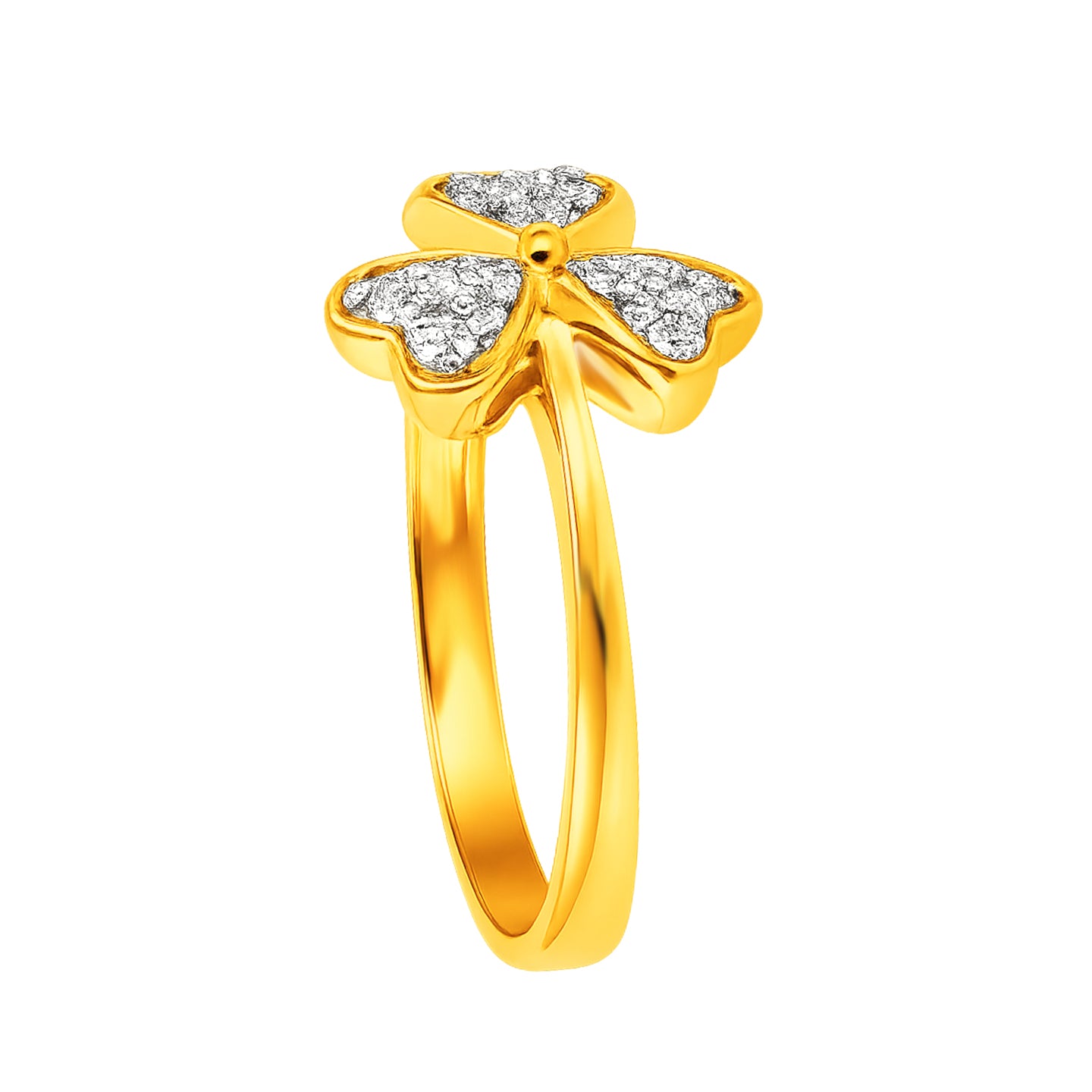22k Yellow Cubic Zirconia Cocktail Fancy Clover  Rings in size 7 and total gold weight of 3.53g
