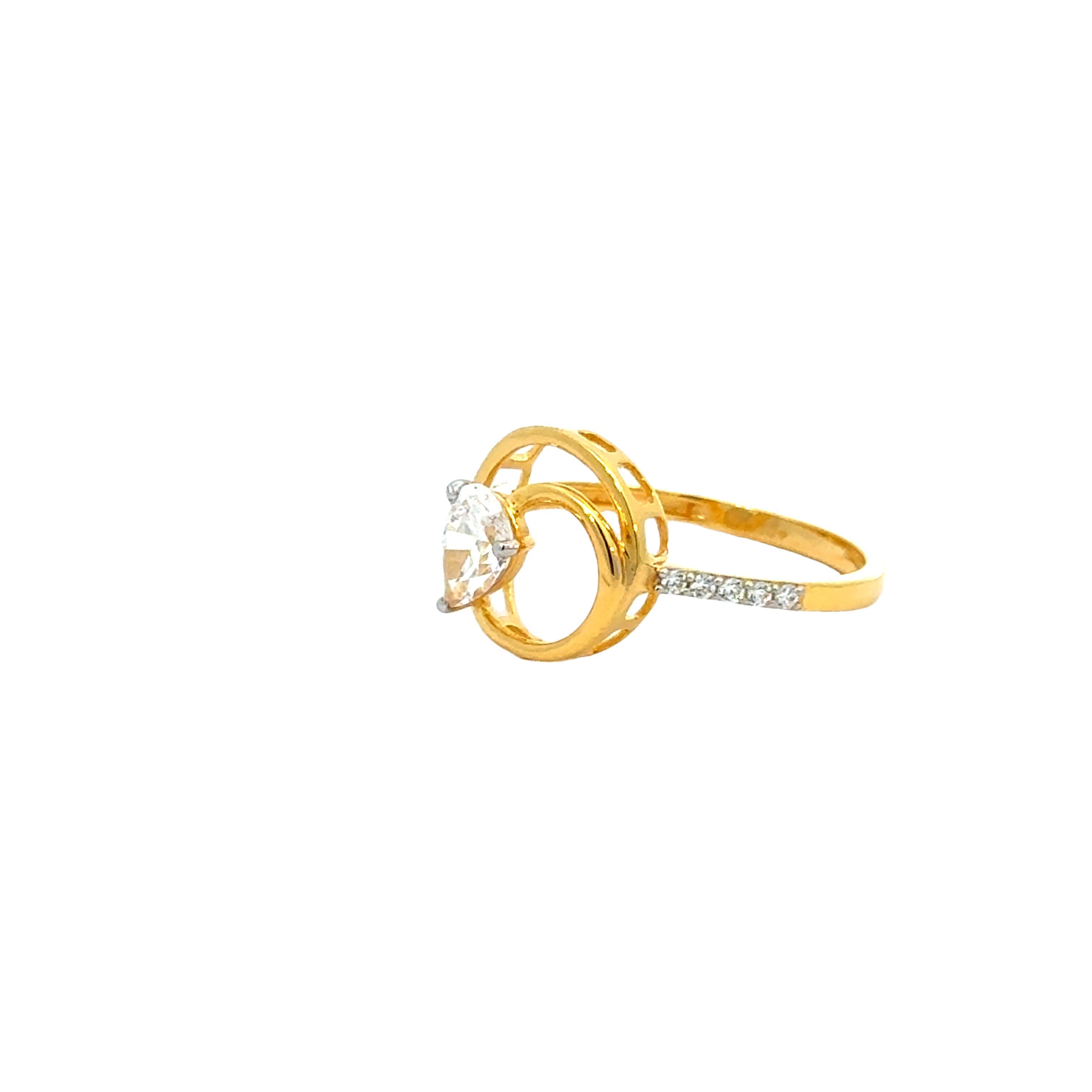 22k Yellow Cubic Zirconia Cocktail Fancy Rings in size 7.5 and total gold weight of 2.66g