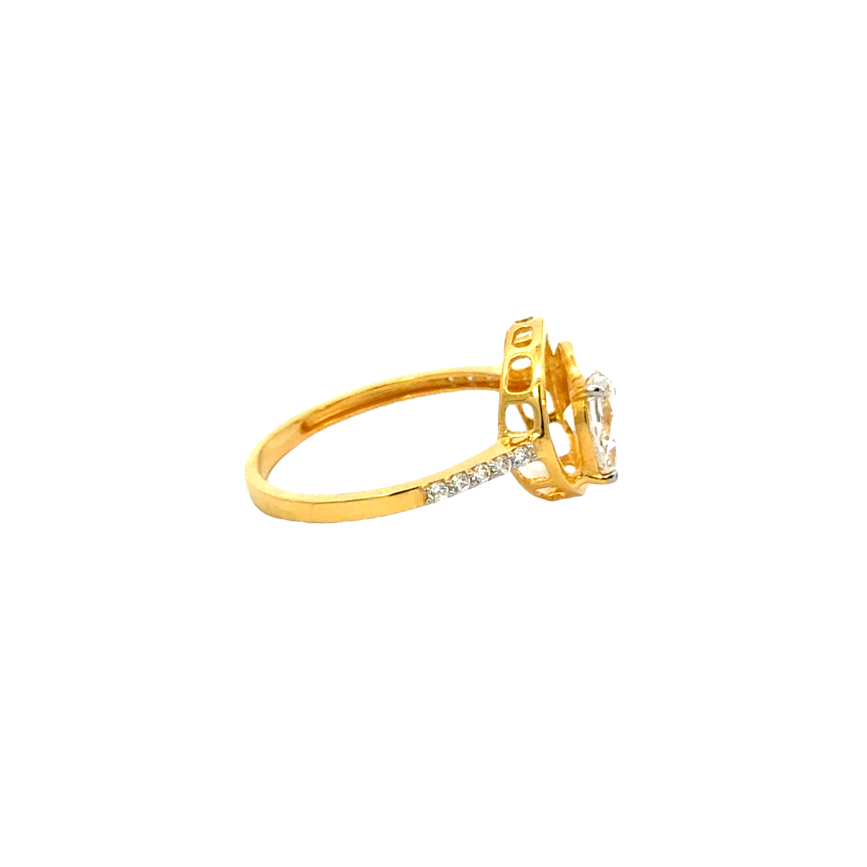 22k Yellow Cubic Zirconia Cocktail Fancy Rings in size 7.5 and total gold weight of 2.66g