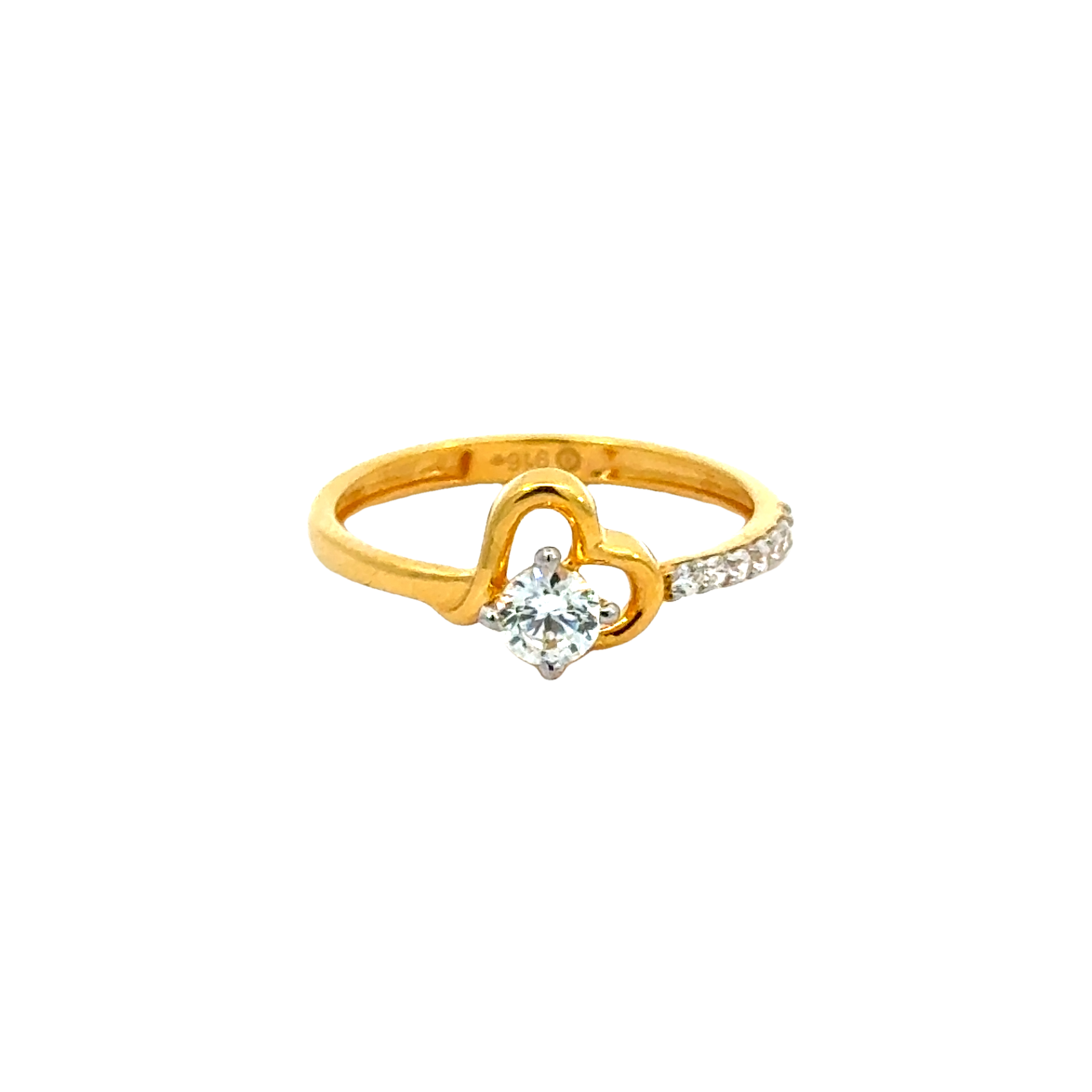 22k Yellow Cubic Zirconia Cocktail Fancy Heart  Rings in size 6 and total gold weight of 1.9g