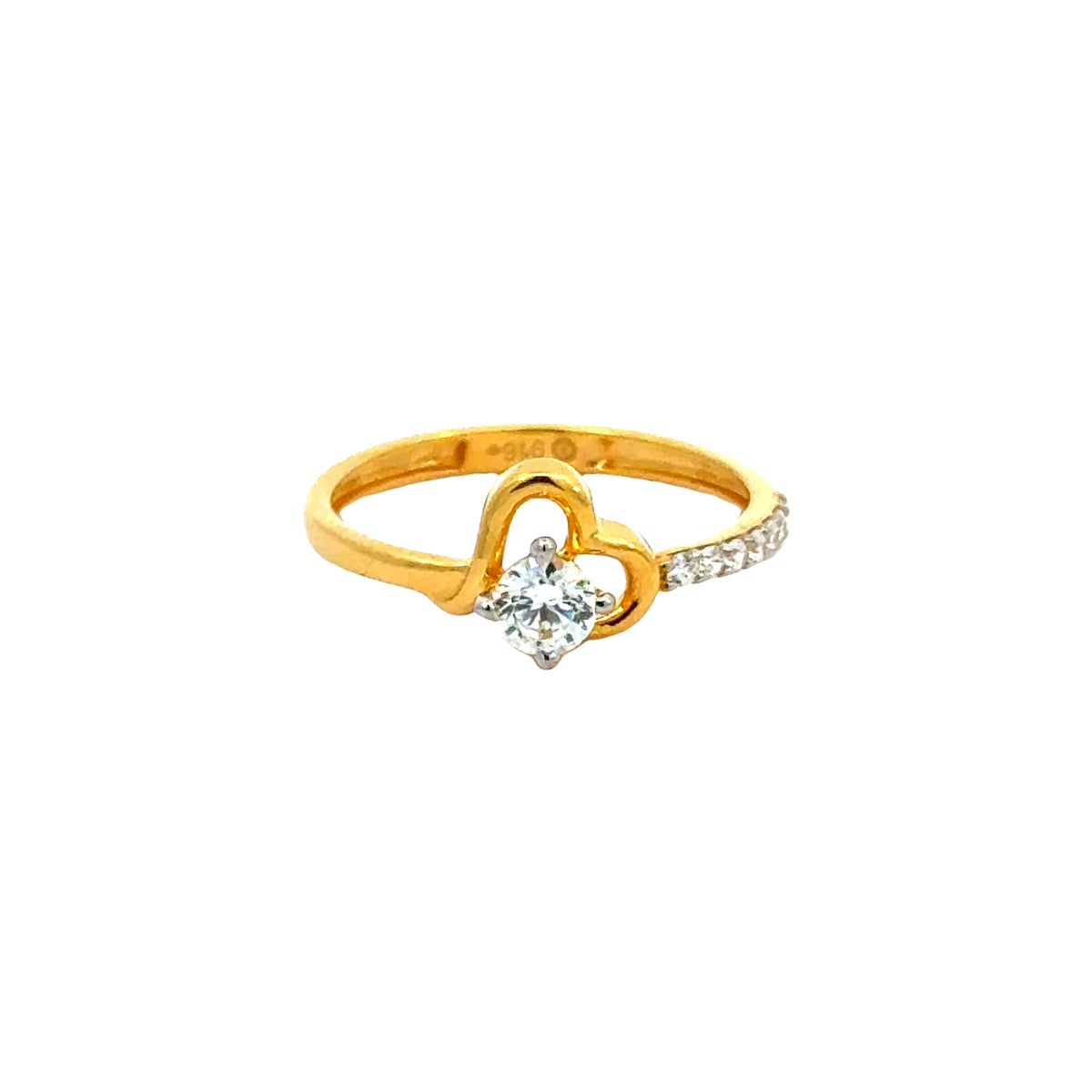 22k Yellow Cubic Zirconia Cocktail Fancy Heart  Rings in size 6 and total gold weight of 1.9g