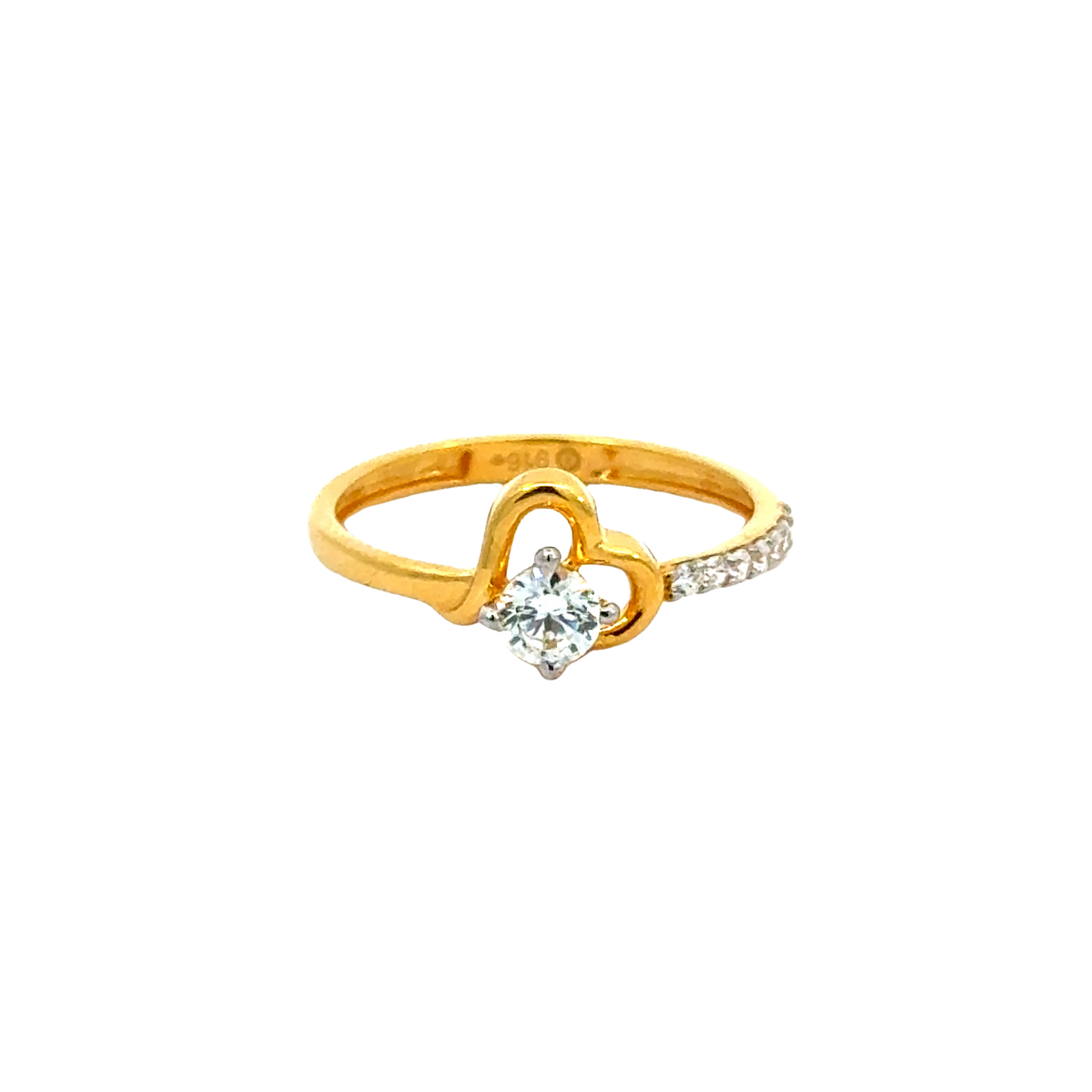 22k Yellow Cubic Zirconia Cocktail Fancy Heart  Rings in size 6 and total gold weight of 1.9g