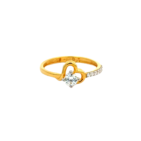 22k Yellow Cubic Zirconia Cocktail Fancy Heart  Rings in size 6 and total gold weight of 1.9g