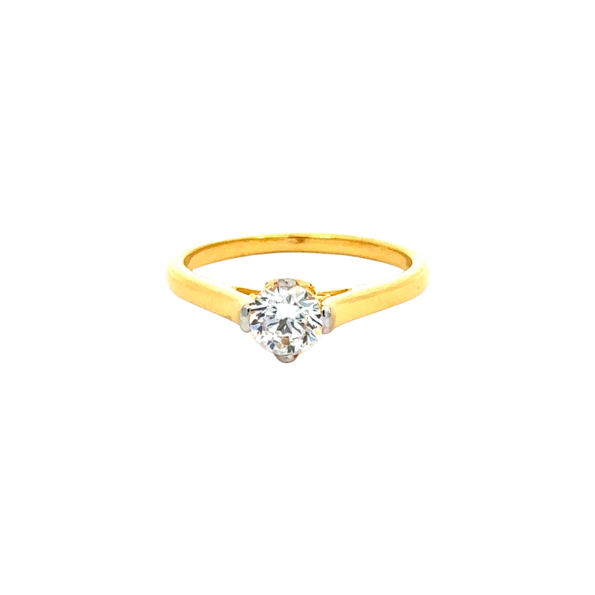 22k Yellow Cubic Zirconia Solitaire Cocktail Rings in size 7 and total gold weight of 4.09g