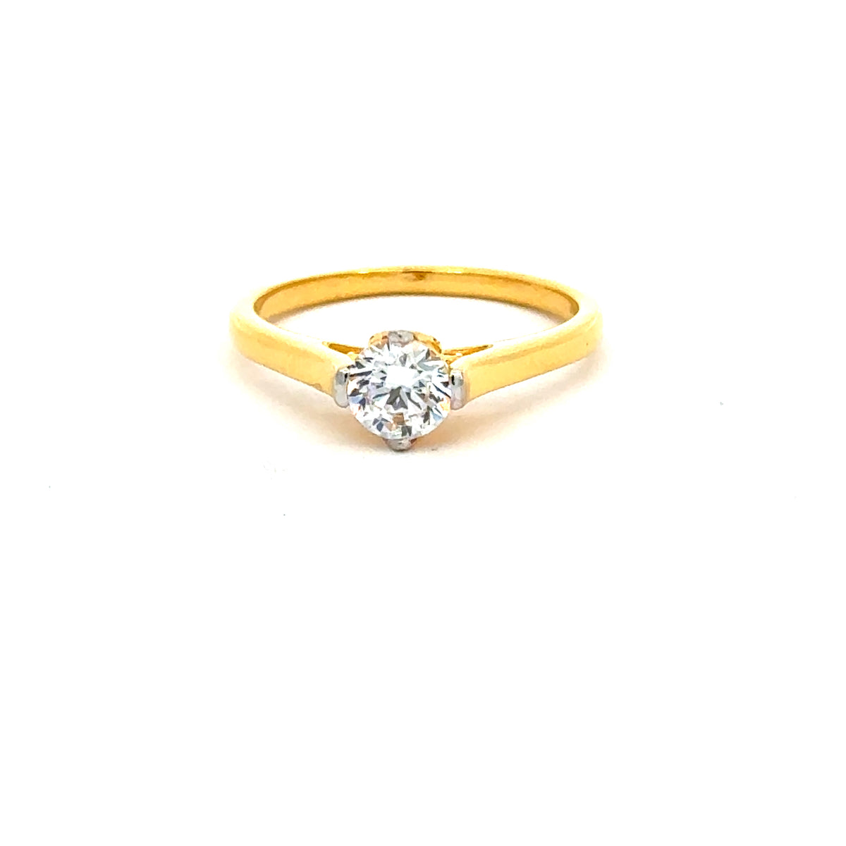 22k Yellow Cubic Zirconia Solitaire Cocktail Rings in size 7 and total gold weight of 4.09g