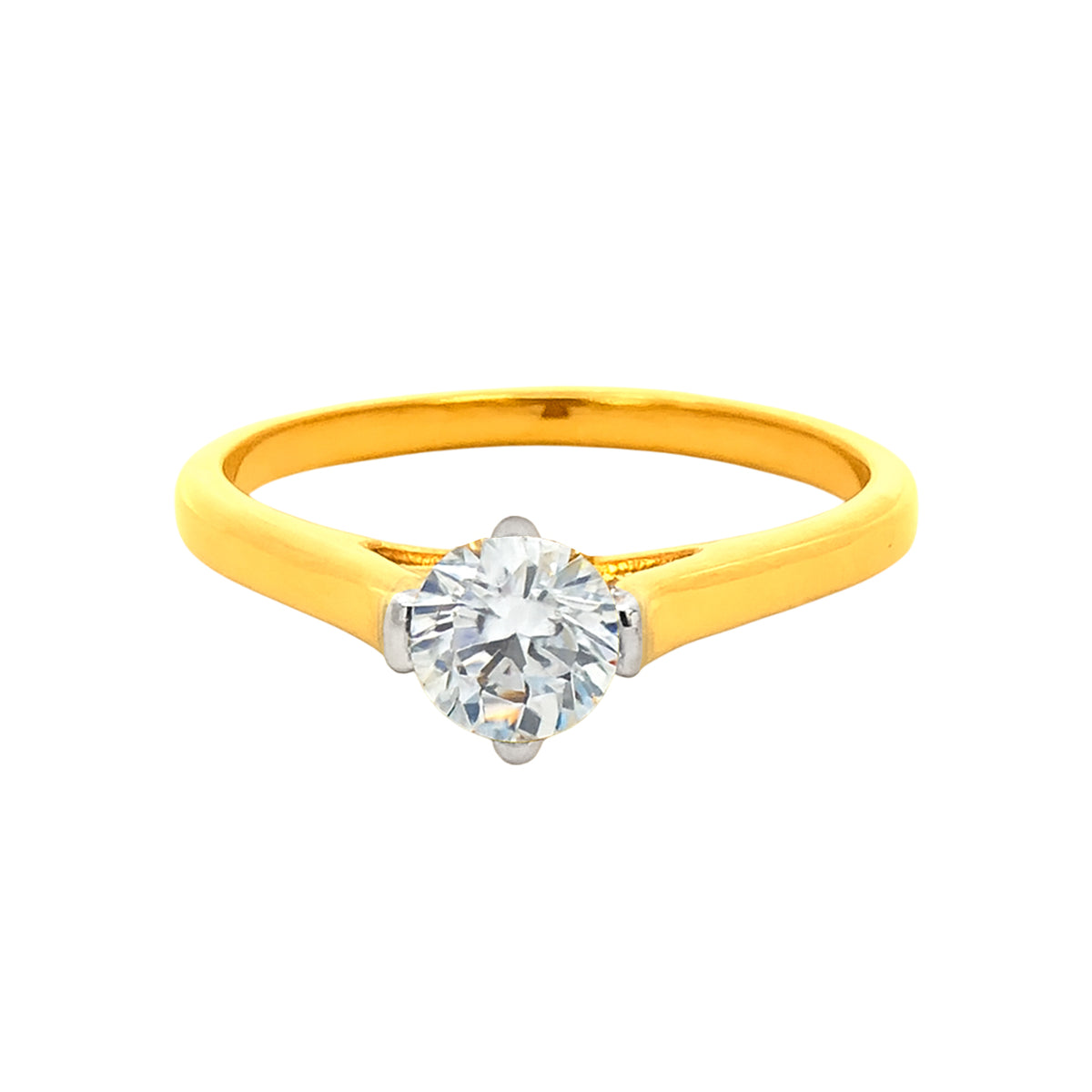 22k Yellow Cubic Zirconia Solitaire Cocktail Rings in size 7 and total gold weight of 4.09g