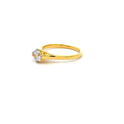 22k Yellow Cubic Zirconia Solitaire Cocktail Rings in size 7 and total gold weight of 4.09g