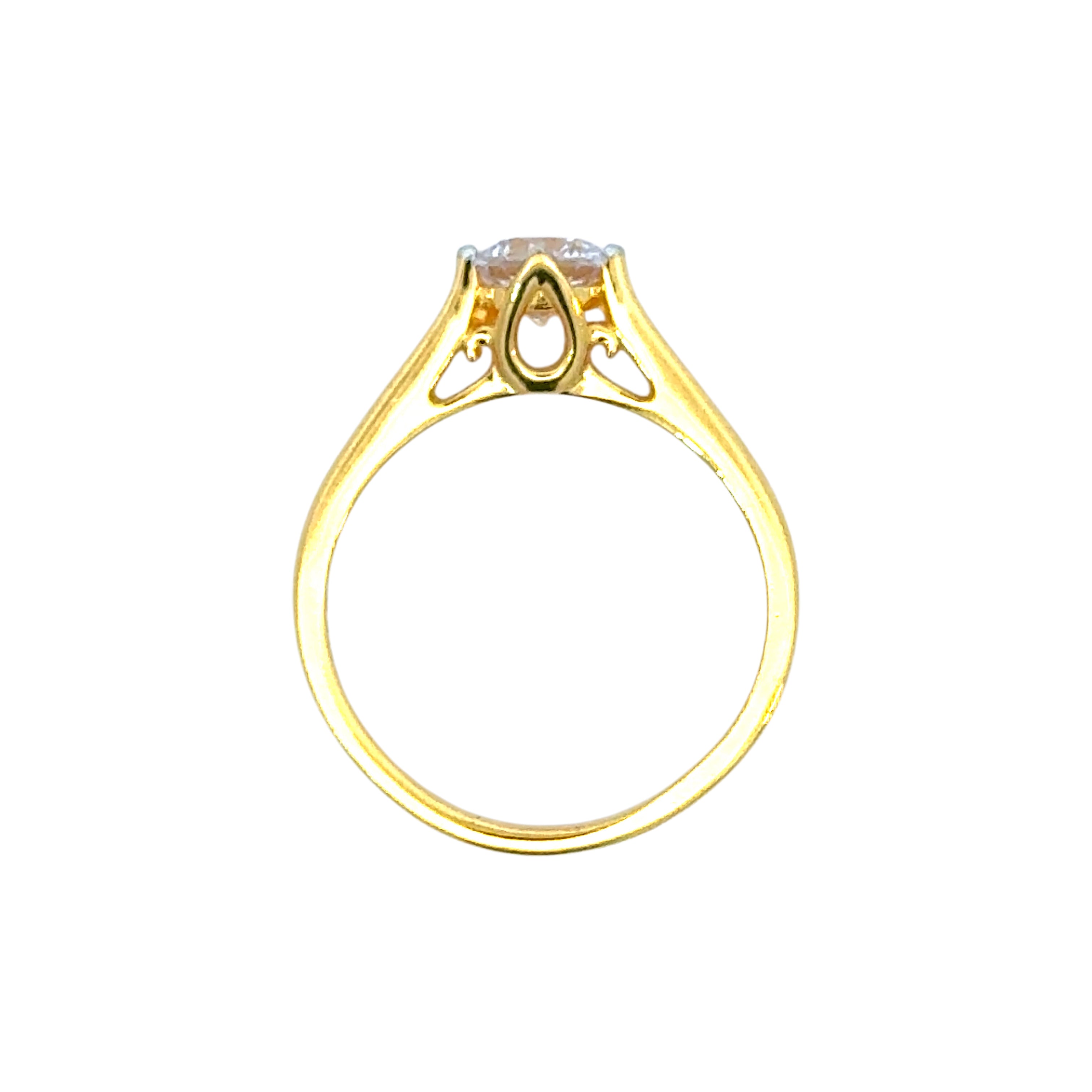 22k Yellow Cubic Zirconia Solitaire Cocktail Rings in size 7 and total gold weight of 4.09g