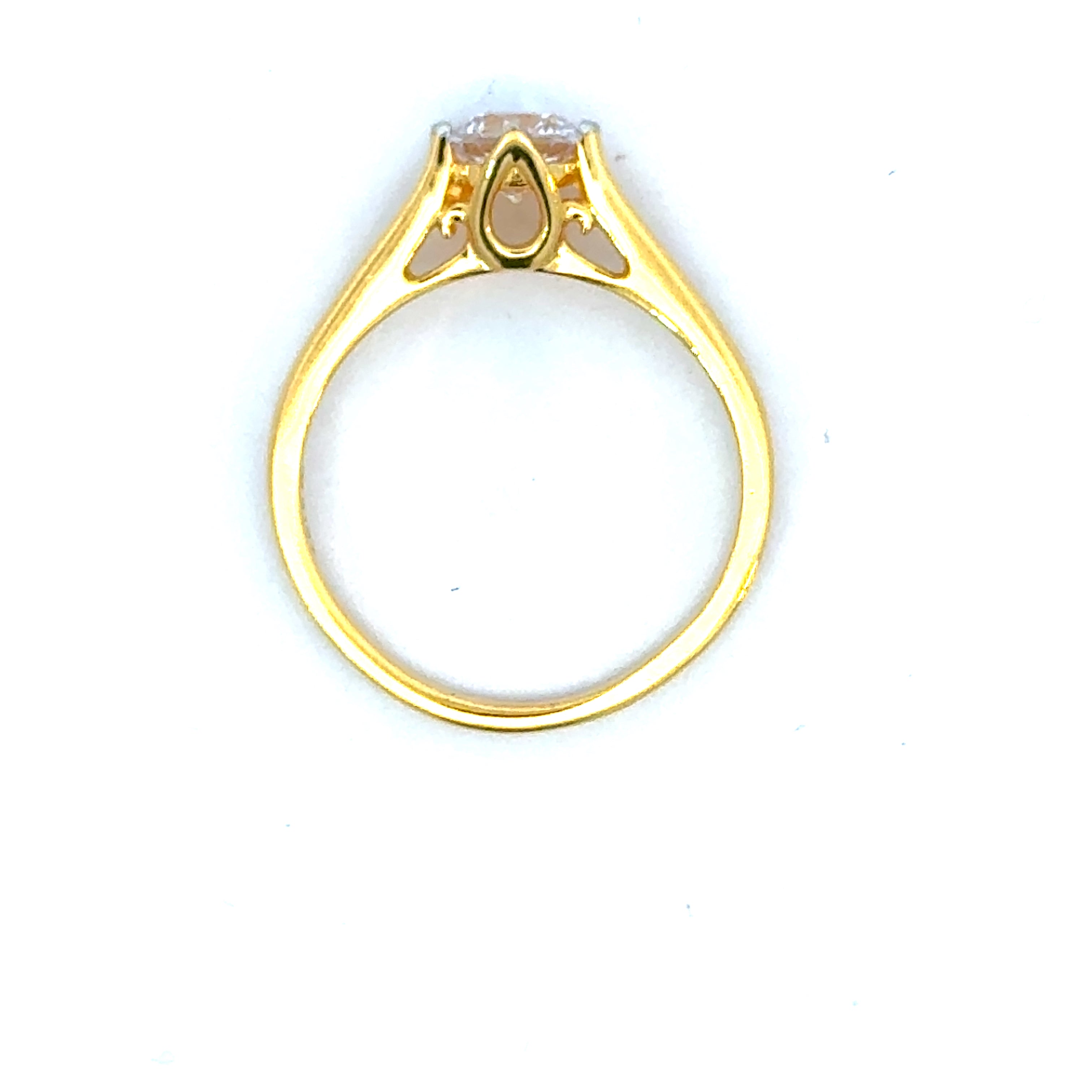 22k Yellow Cubic Zirconia Solitaire Cocktail Rings in size 7 and total gold weight of 4.09g