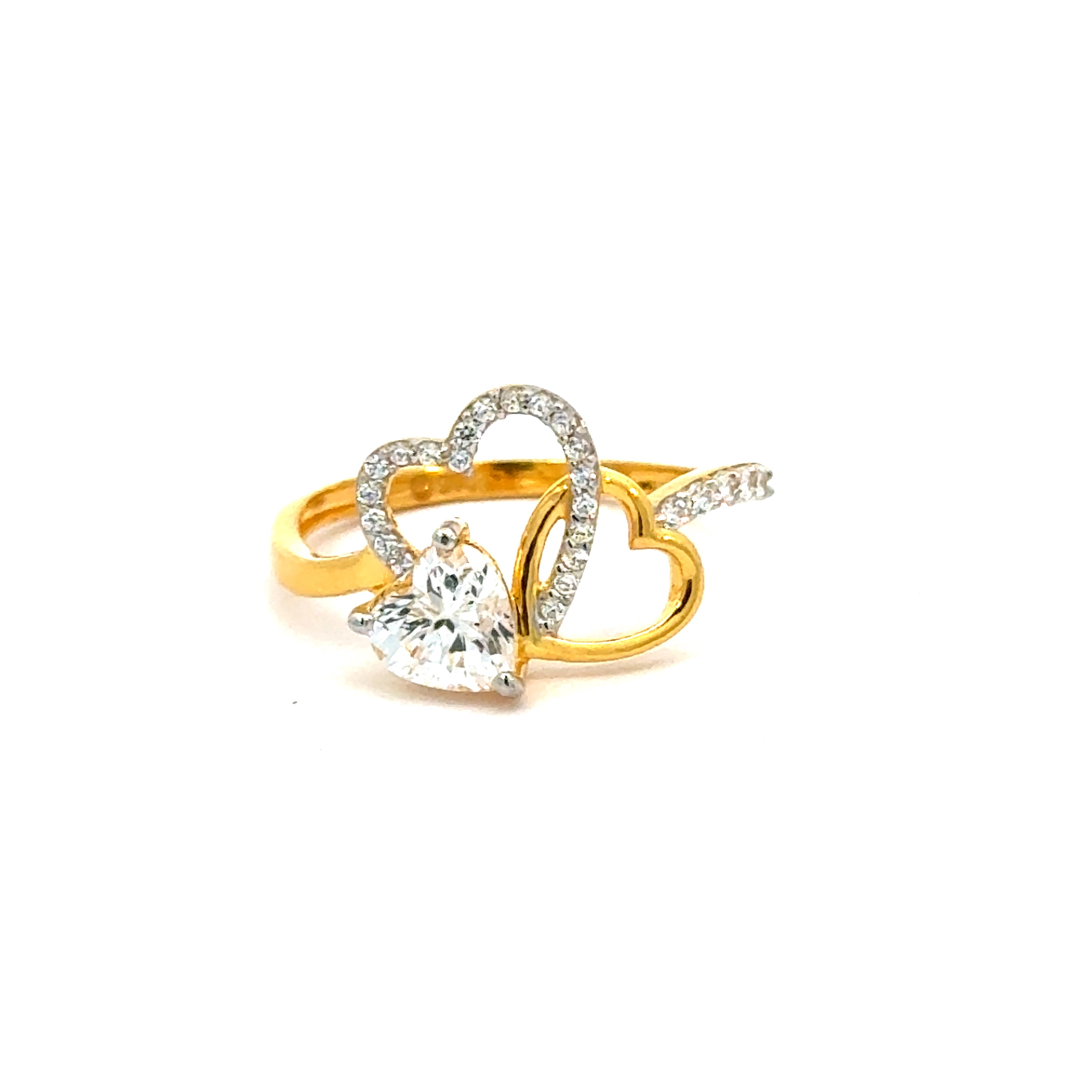 22k Yellow Cubic Zirconia Cocktail Fancy Heart  Rings in size 8 and total gold weight of 2.93g