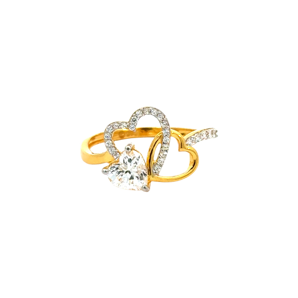 22k Yellow Cubic Zirconia Cocktail Fancy Heart  Rings in size 8 and total gold weight of 2.93g