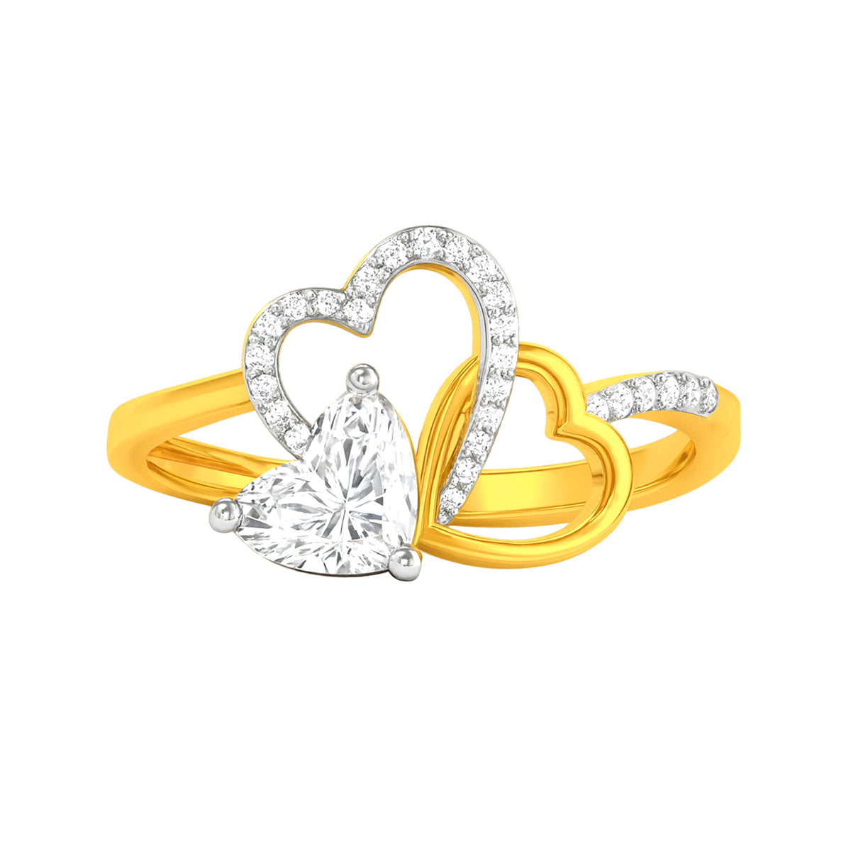 22k Yellow Cubic Zirconia Cocktail Fancy Heart  Rings in size 8 and total gold weight of 2.93g