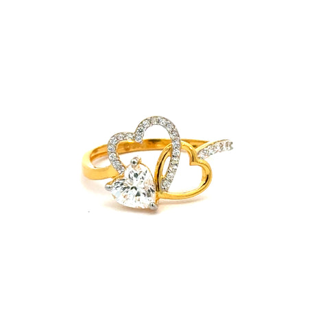 22k Yellow Cubic Zirconia Cocktail Fancy Heart  Rings in size 8 and total gold weight of 2.93g