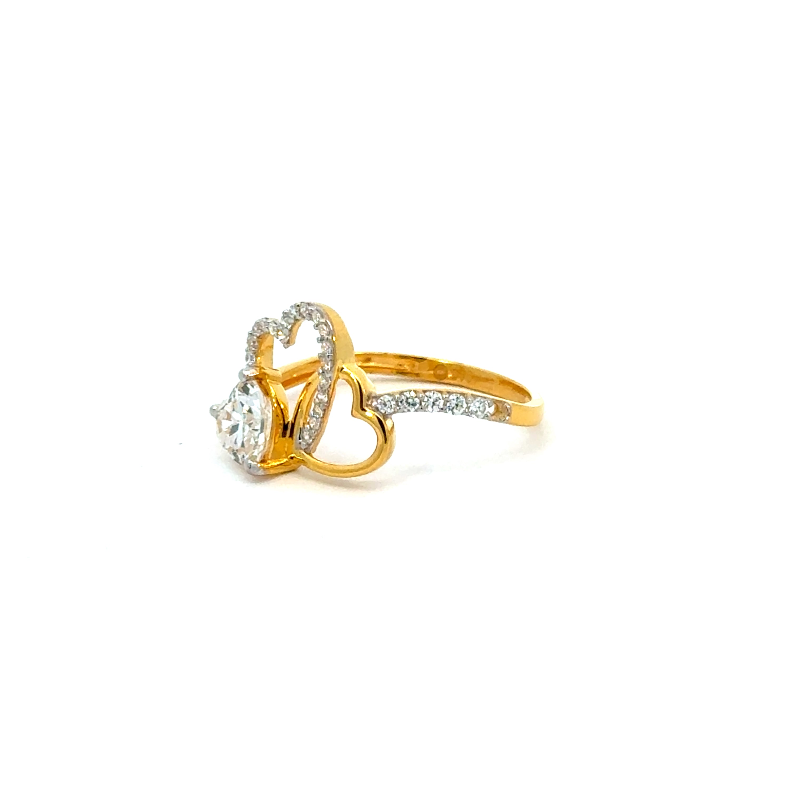 22k Yellow Cubic Zirconia Cocktail Fancy Heart  Rings in size 8 and total gold weight of 2.93g