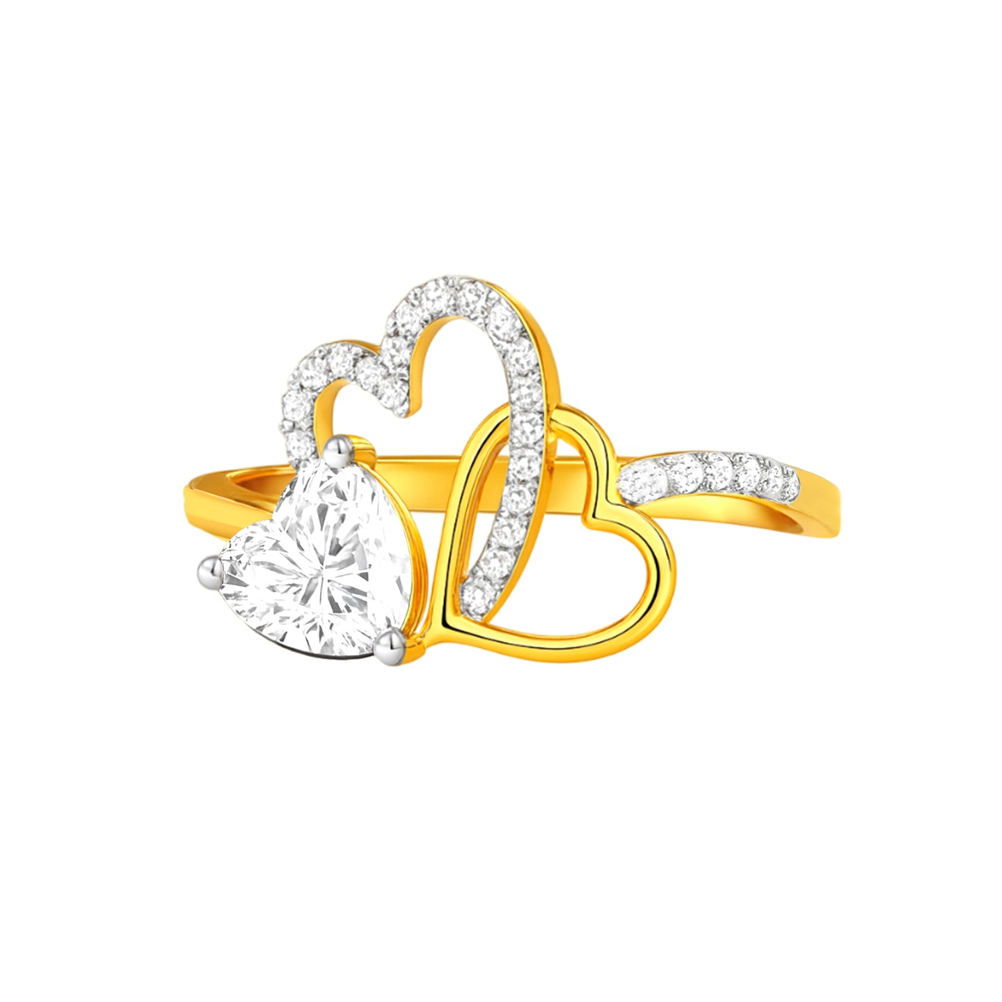 22k Yellow Cubic Zirconia Cocktail Fancy Heart  Rings in size 8 and total gold weight of 2.93g