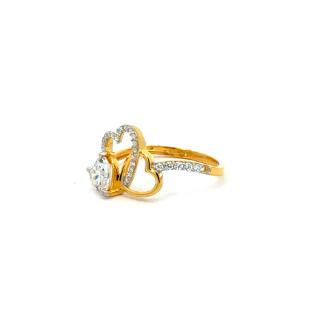 22k Yellow Cubic Zirconia Cocktail Fancy Heart  Rings in size 8 and total gold weight of 2.93g