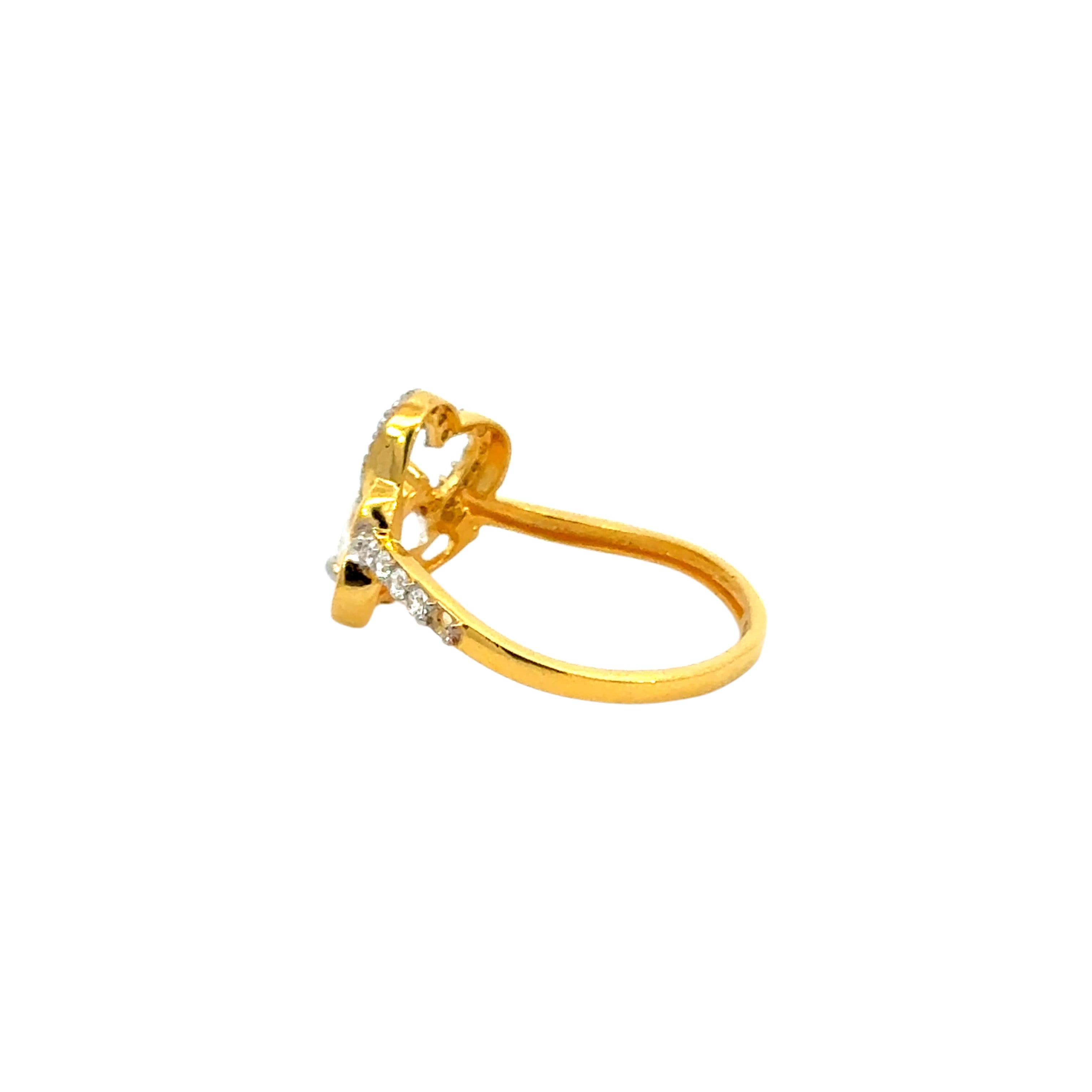 22k Yellow Cubic Zirconia Cocktail Fancy Heart  Rings in size 8 and total gold weight of 2.93g