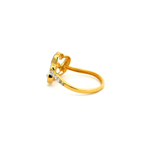 22k Yellow Cubic Zirconia Cocktail Fancy Heart  Rings in size 8 and total gold weight of 2.93g