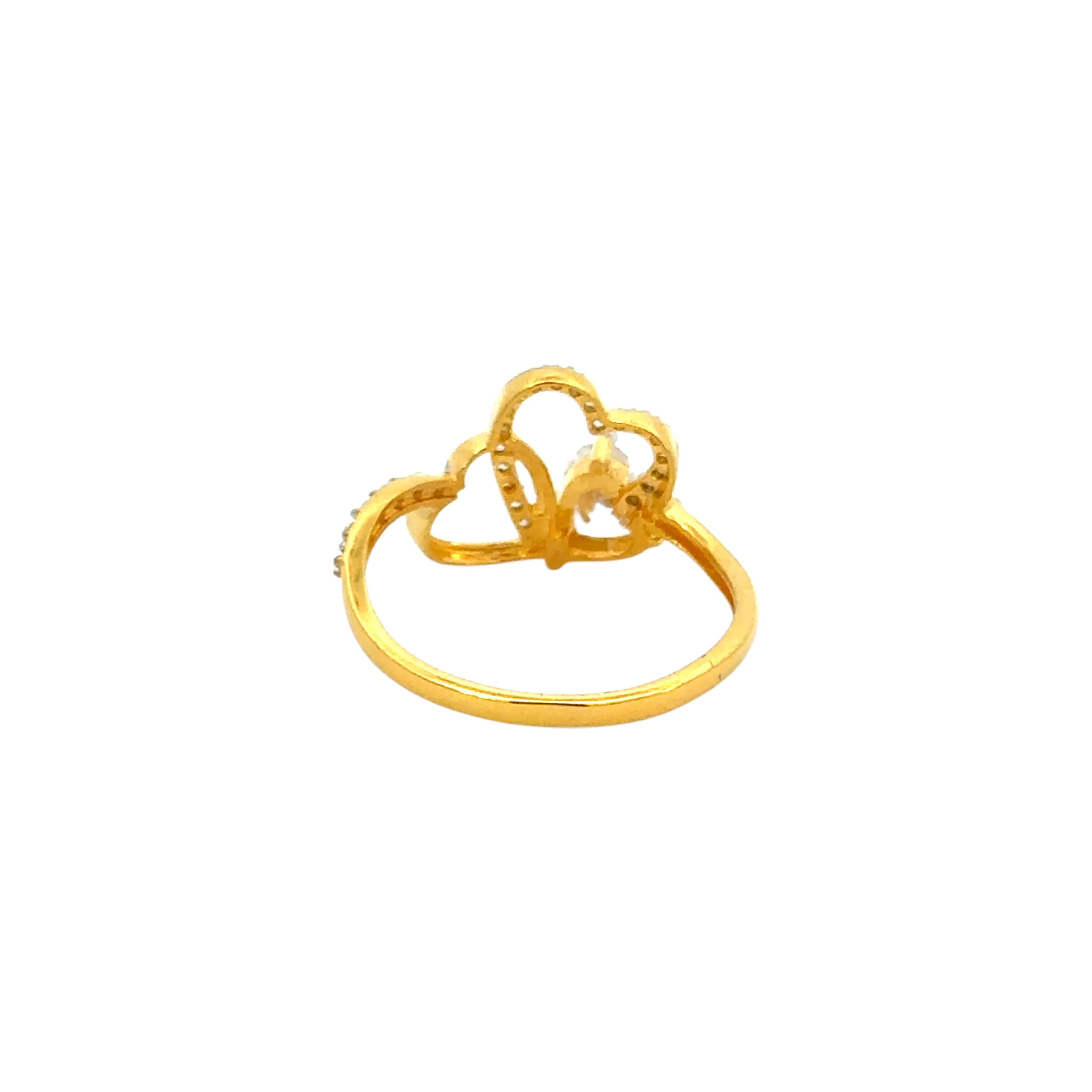 22k Yellow Cubic Zirconia Cocktail Fancy Heart  Rings in size 8 and total gold weight of 2.93g
