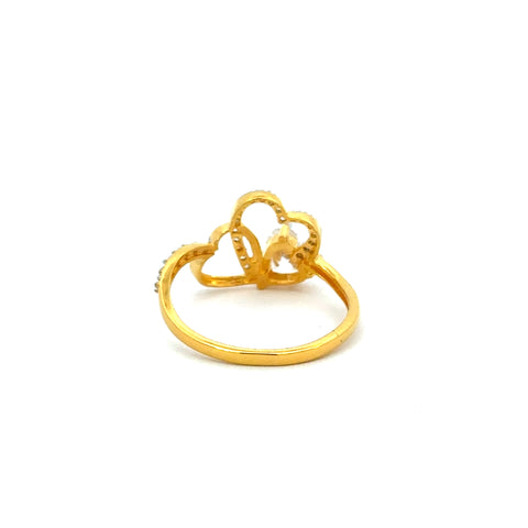 22k Yellow Cubic Zirconia Cocktail Fancy Heart  Rings in size 8 and total gold weight of 2.93g