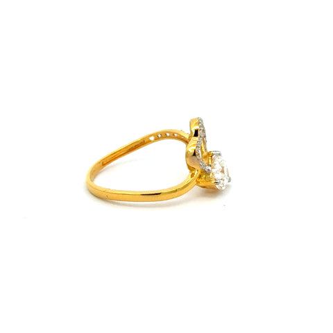 22k Yellow Cubic Zirconia Cocktail Fancy Heart  Rings in size 8 and total gold weight of 2.93g