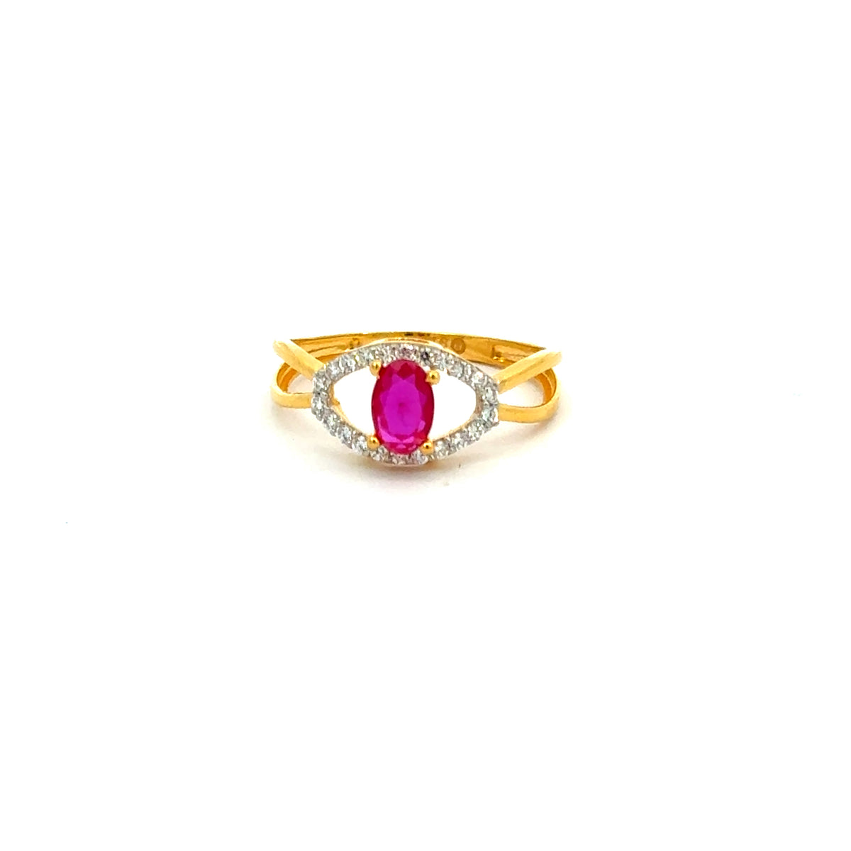 22k Yellow Cubic Zirconia Religious Cocktail Evil Eye  Rings in size 6.5 and total gold weight of 2.31g