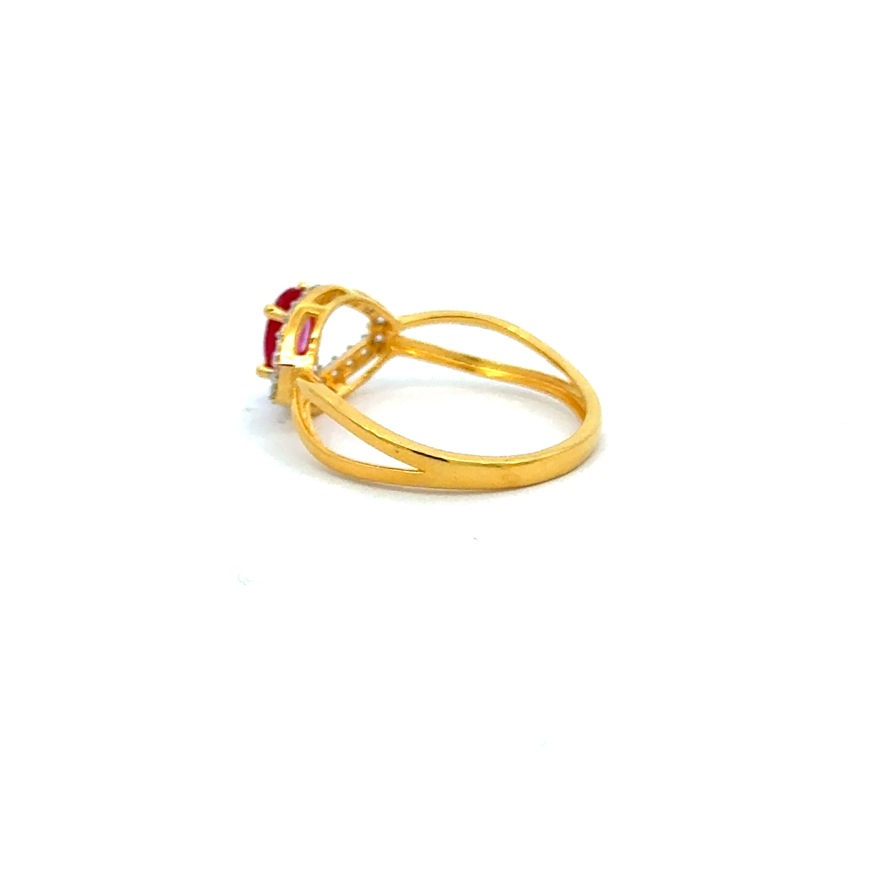 22k Yellow Cubic Zirconia Religious Cocktail Evil Eye  Rings in size 6.5 and total gold weight of 2.31g