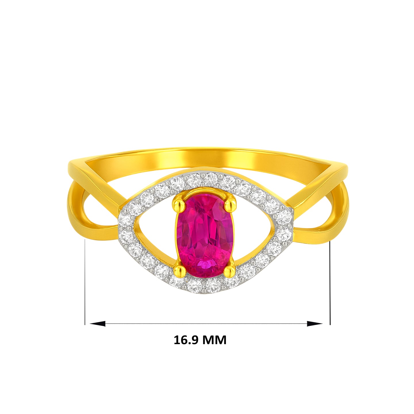 22k Yellow Cubic Zirconia Religious Cocktail Evil Eye  Rings in size 6.5 and total gold weight of 2.31g
