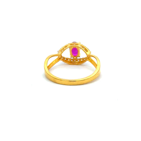 22k Yellow Cubic Zirconia Religious Cocktail Evil Eye  Rings in size 6.5 and total gold weight of 2.31g